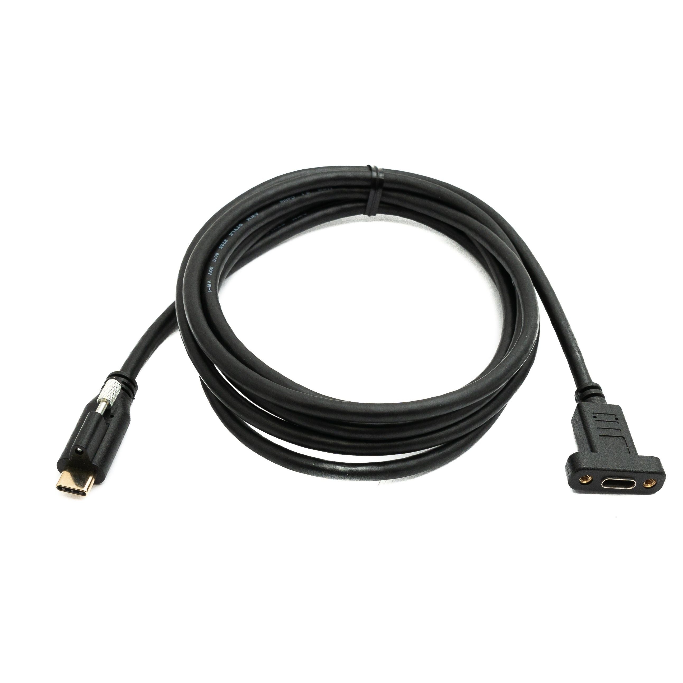 SYSTEM-S USB 3.1 Gen 2 Kabel 2 m Typ C Stecker zu Buchse Einzel Schraube in Schwarz