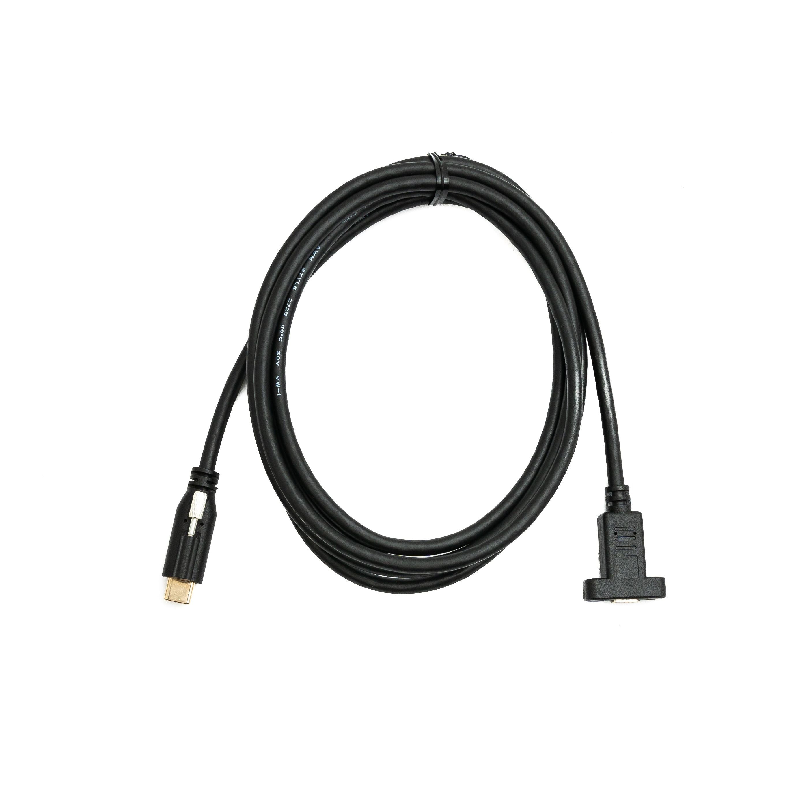 SYSTEM-S USB 3.1 Gen 2 Kabel 2 m Typ C Stecker zu Buchse Einzel Schraube in Schwarz