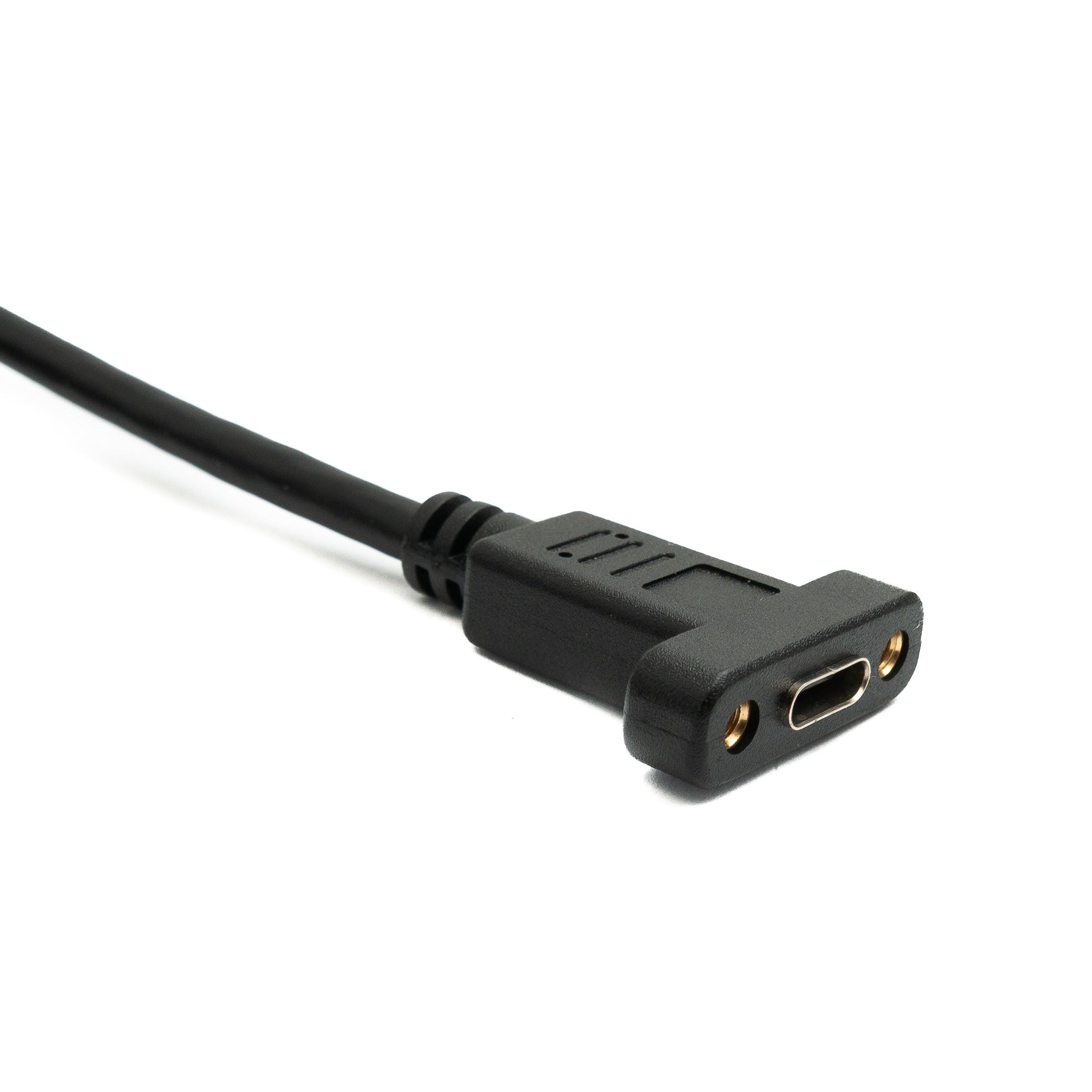 SYSTEM-S USB 3.1 Gen 2 Kabel 2 m Typ C Stecker zu Buchse Einzel Schraube in Schwarz