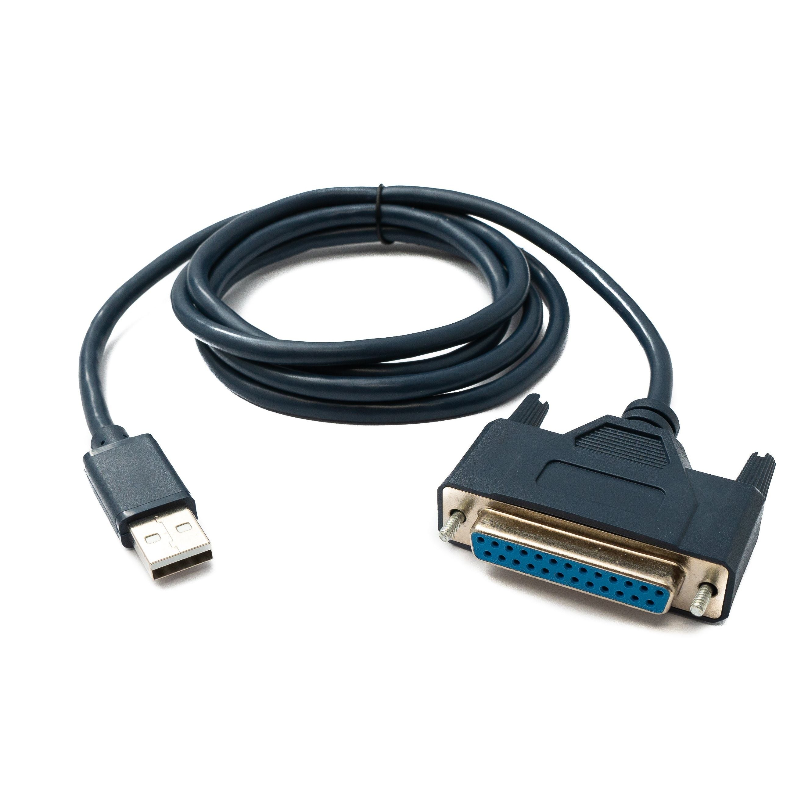 Systemhaus Zakaria USB 2.0 Kabel 120 cm Typ A zu DB25 Seriell D Sub Adapter Blau