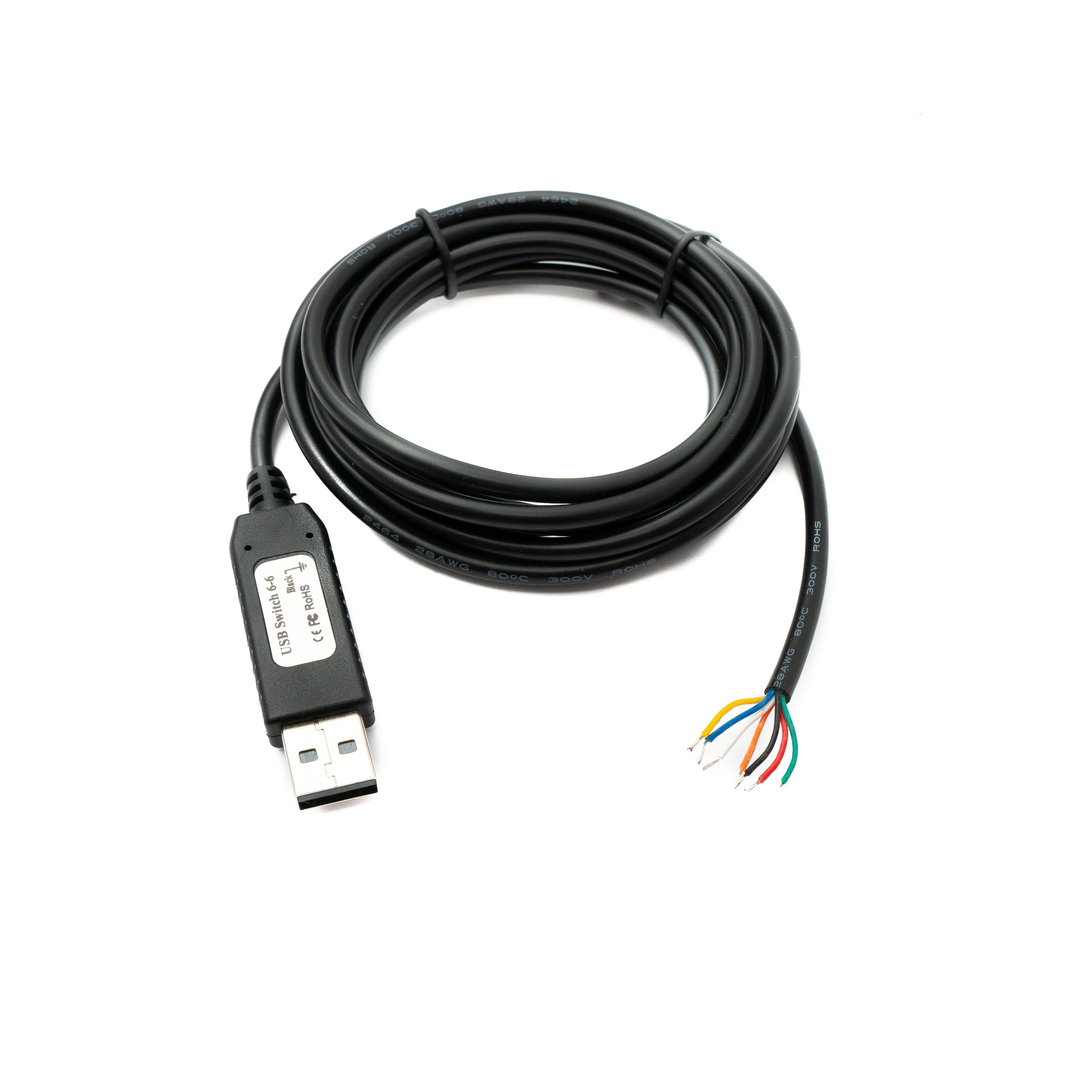 PCsensor USB 2.0 Kabel Typ A 2 m 7 Pin Pigtail Draht Schwarz Hohe Geschwindigkeit Bis 480 MBit Sekunde