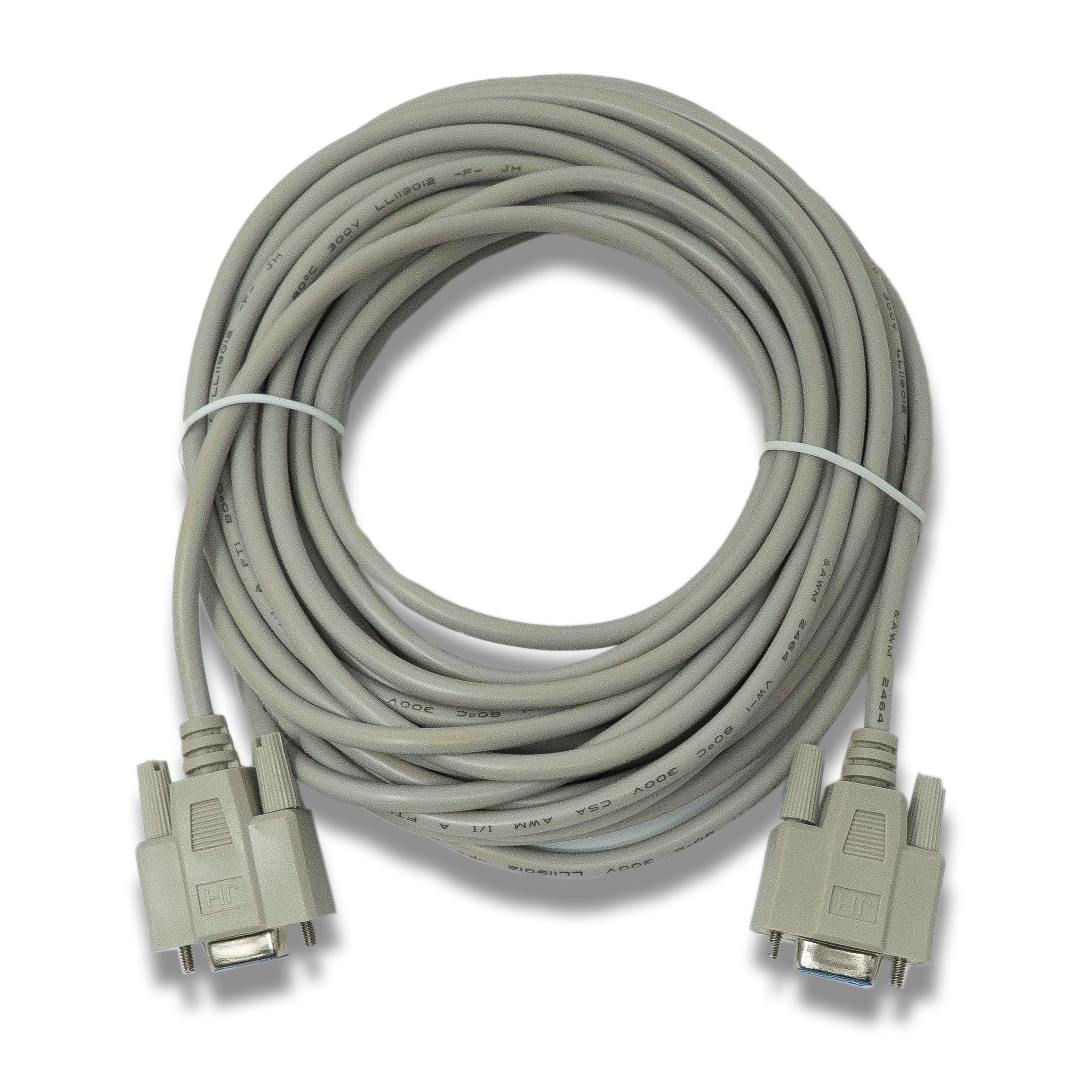 Professionelles Nullmodem Kabel 10 m für Serielle Verbindungen RS232 DB9 9 Pin Buchse zu Buchse in Grau