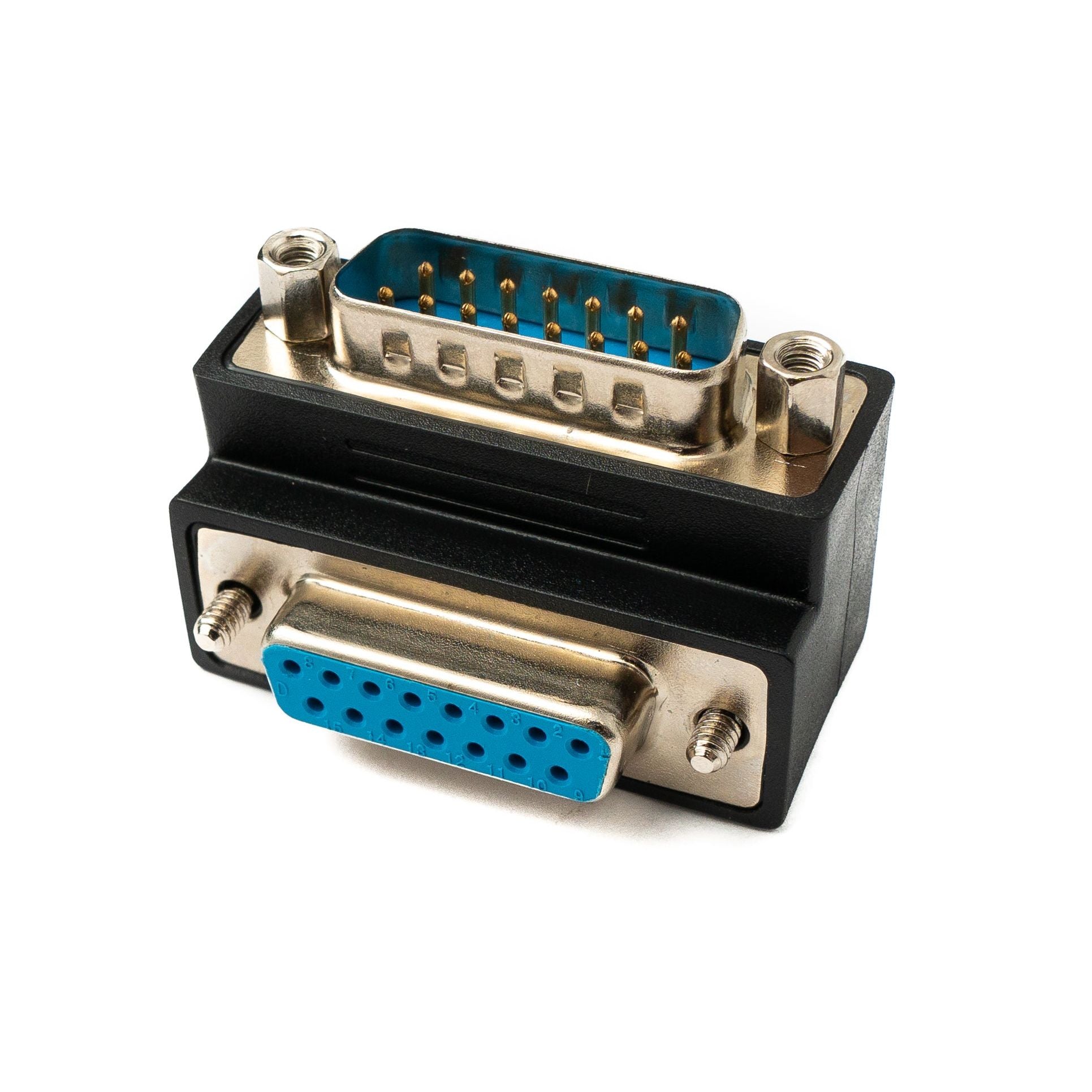 D Sub DB15 Adapter 15 Pin Stecker Zu Buchse Winkel 90 Grad Schraubbar Schwarz Matt