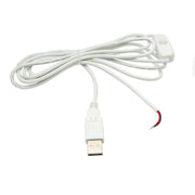 SYSTEM-S USB 2.0 Kabel 100 cm Typ A Stecker zu 2 Pin Pigtail vorgezinnt Draht Schalter Weiß