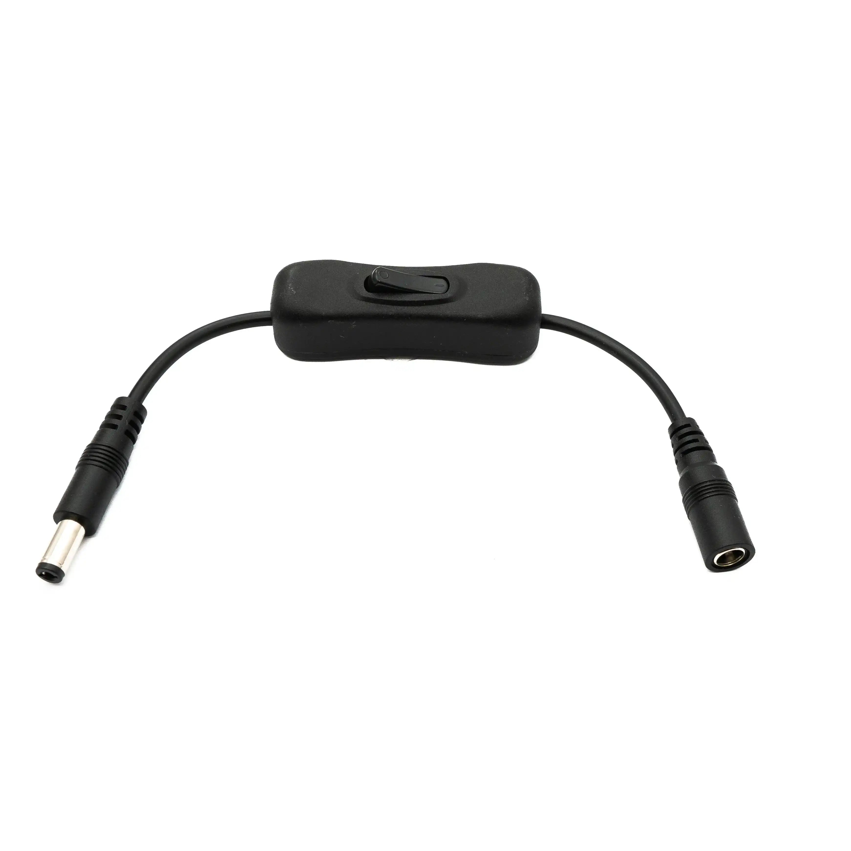 DC Kabel 5,5 x 2,1 mm Stecker Zu Buchse Mit An Aus Schalter Schwarz Ideal Für DC Geräte 20 cm