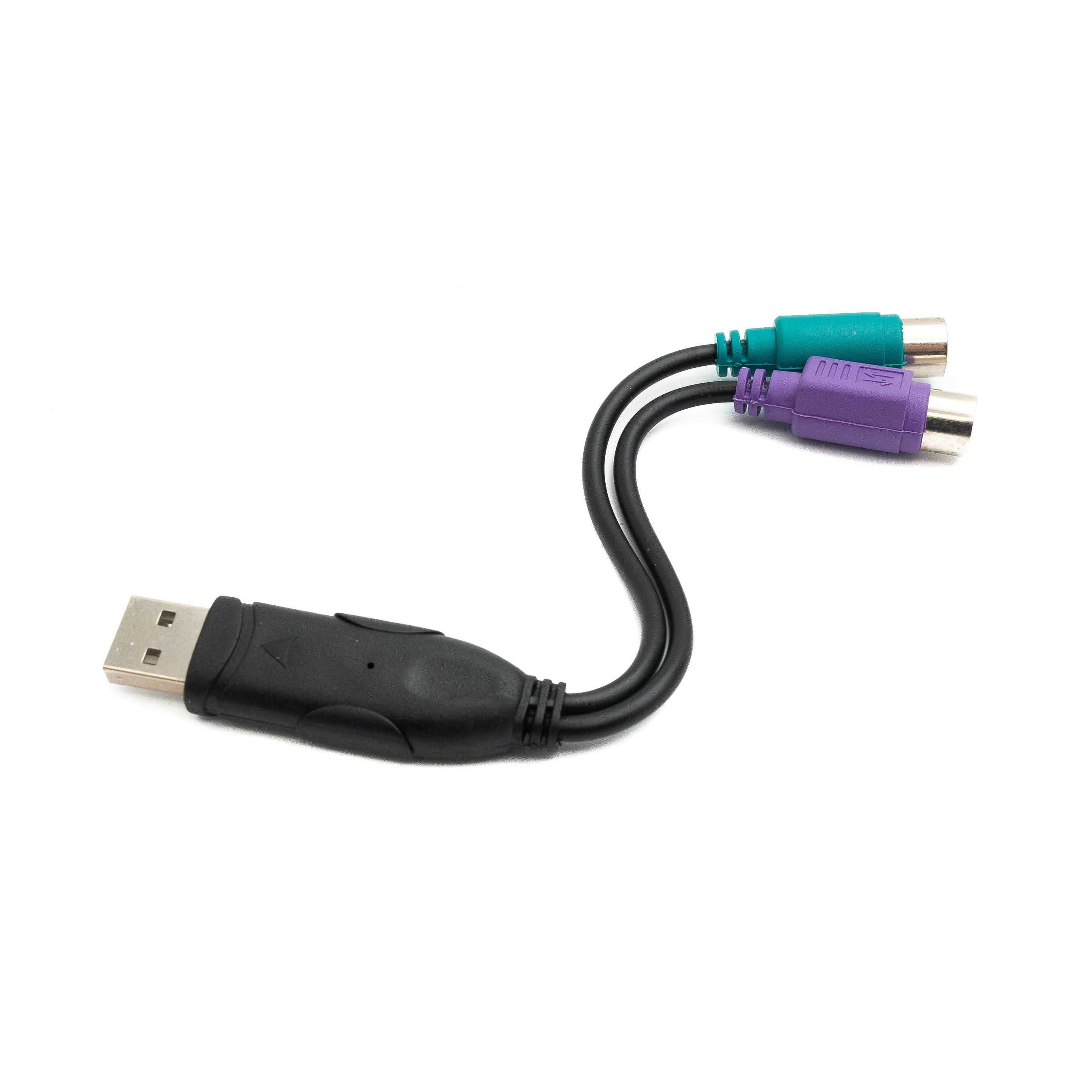 SYSTEM-S PS/2 Y Kabel Adapter Schwarz 15 cm 2x PS/2 Buchsen Zu USB 2.0 Typ A Kompakt
