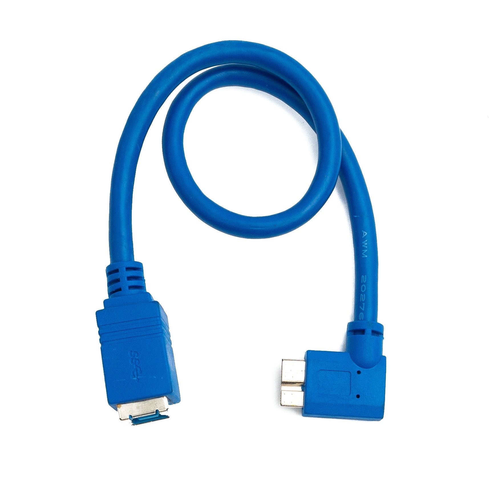 USB 3.0 Kabel Typ B Buchse zu Micro B Stecker Linker Winkel Blau 34 cm SuperSpeed