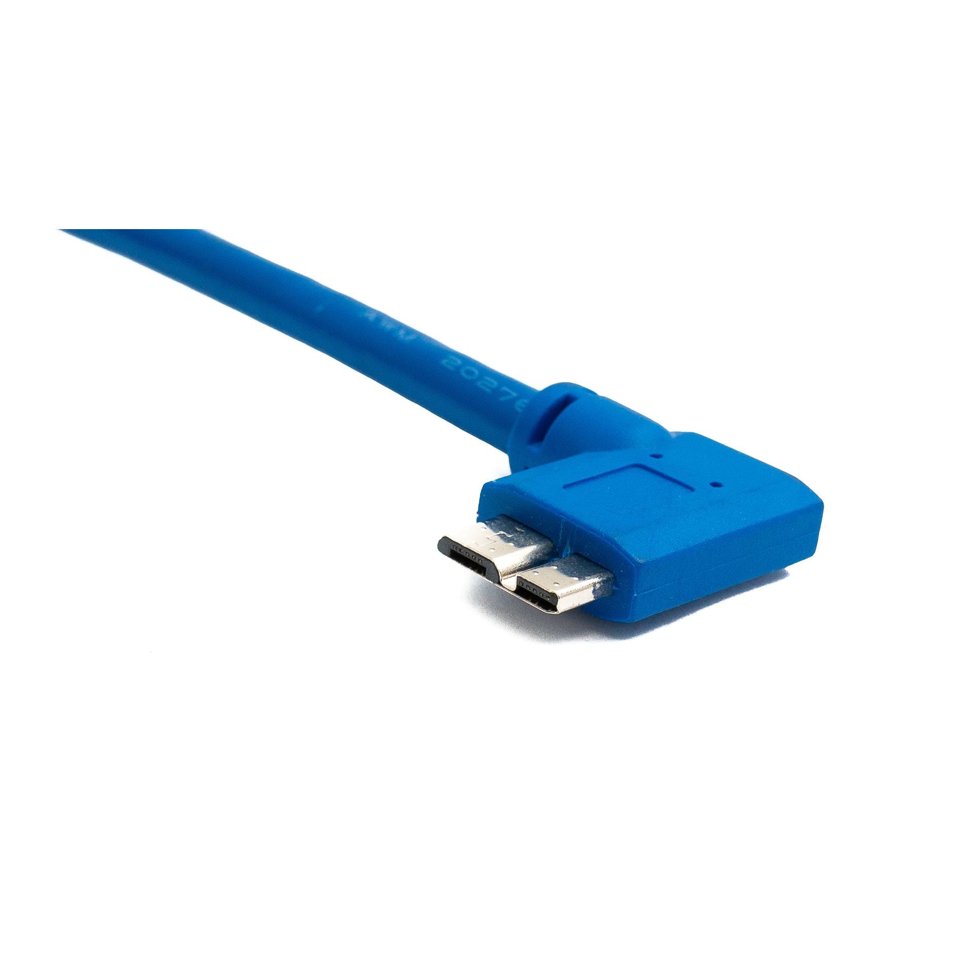 USB 3.0 Kabel Typ B Buchse zu Micro B Stecker Linker Winkel Blau 34 cm SuperSpeed