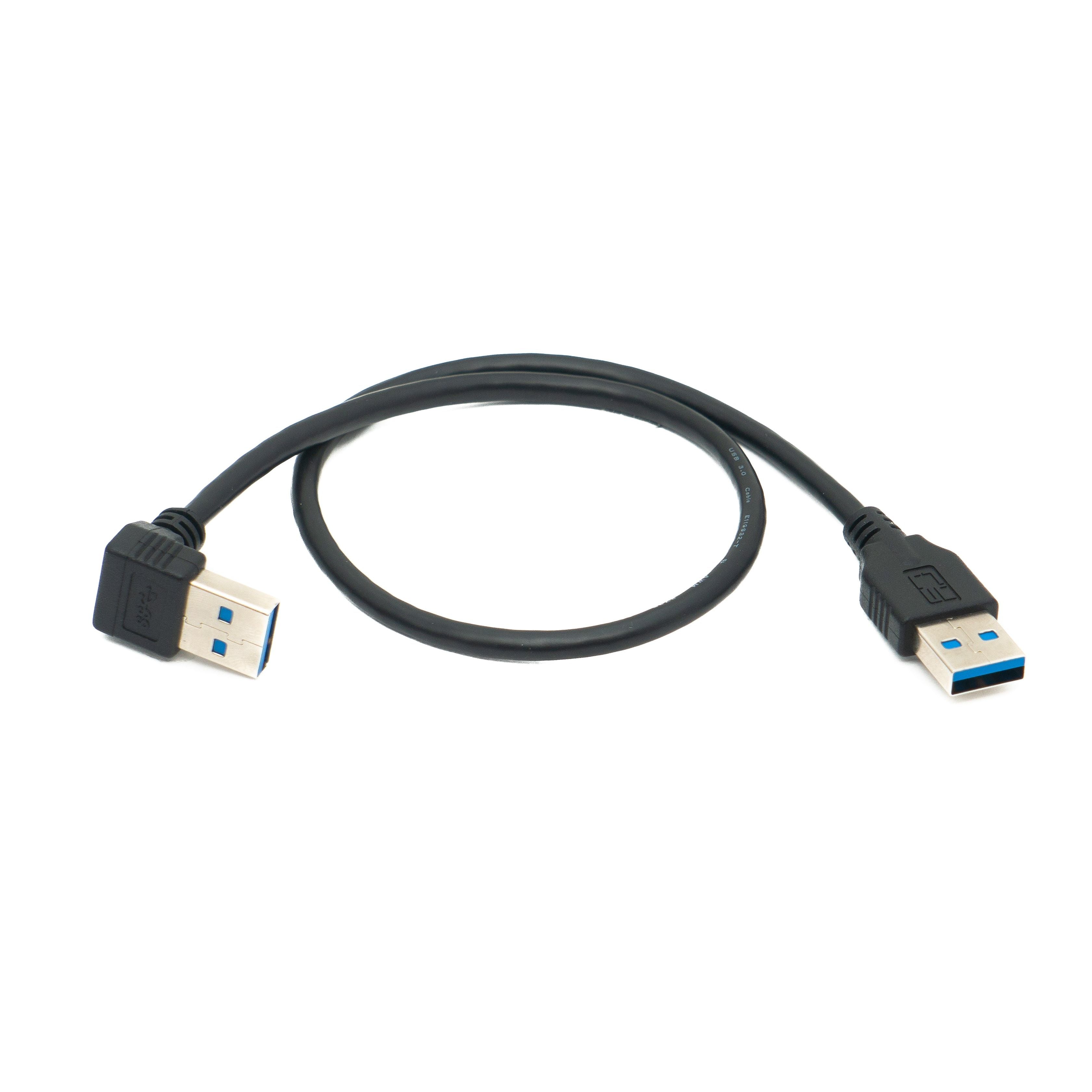 SYSTEM-S USB 3.0 Kabel 40 cm Typ A Stecker zu Stecker Up Angled Winkel 5 Gbit/s Schwarz