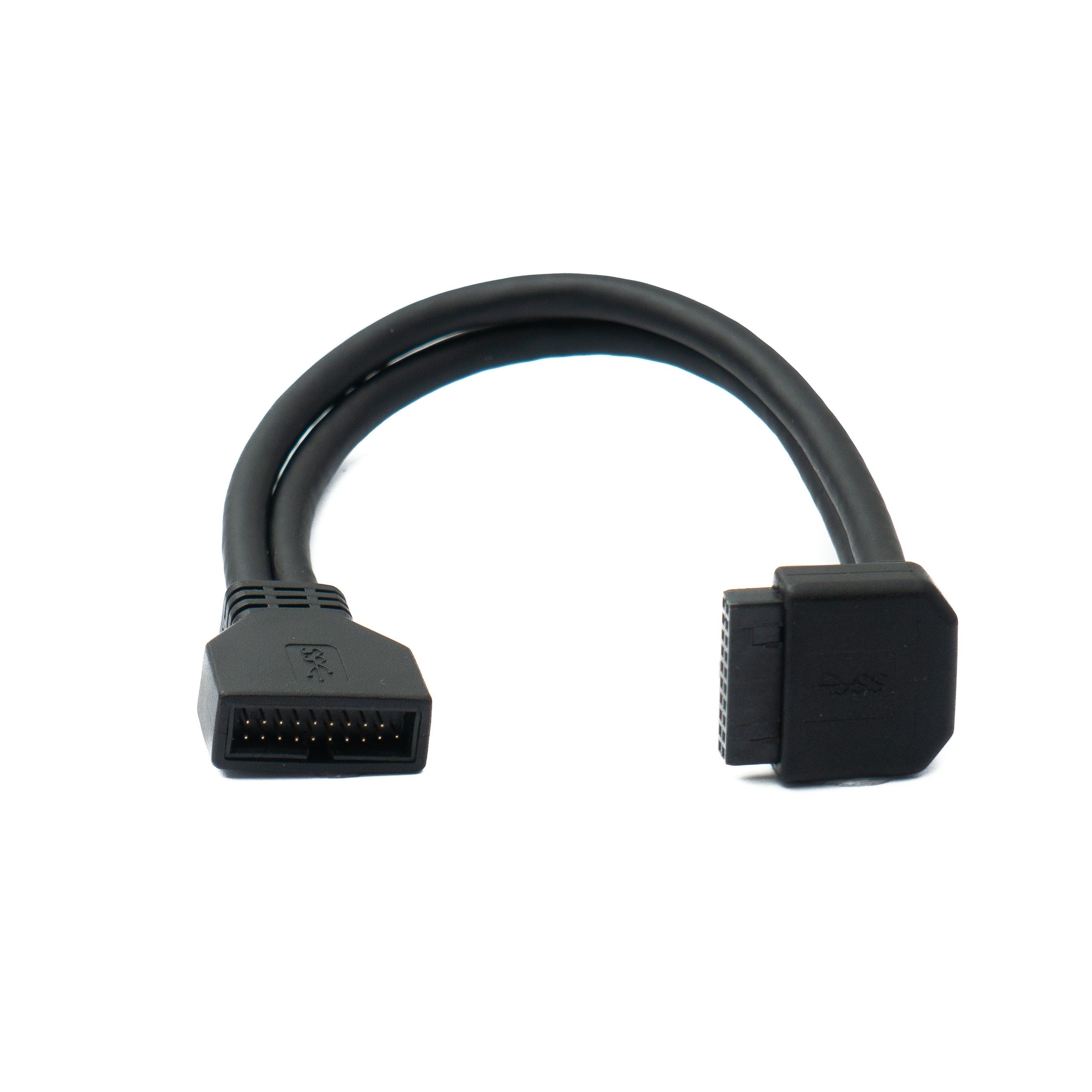 SYSTEM-S USB 3.0 Kabel 25 cm 19 Pin Stecker zu 20 Pin Buchse Motherboard Down Angled Winkel 5 Gbit/s 100W