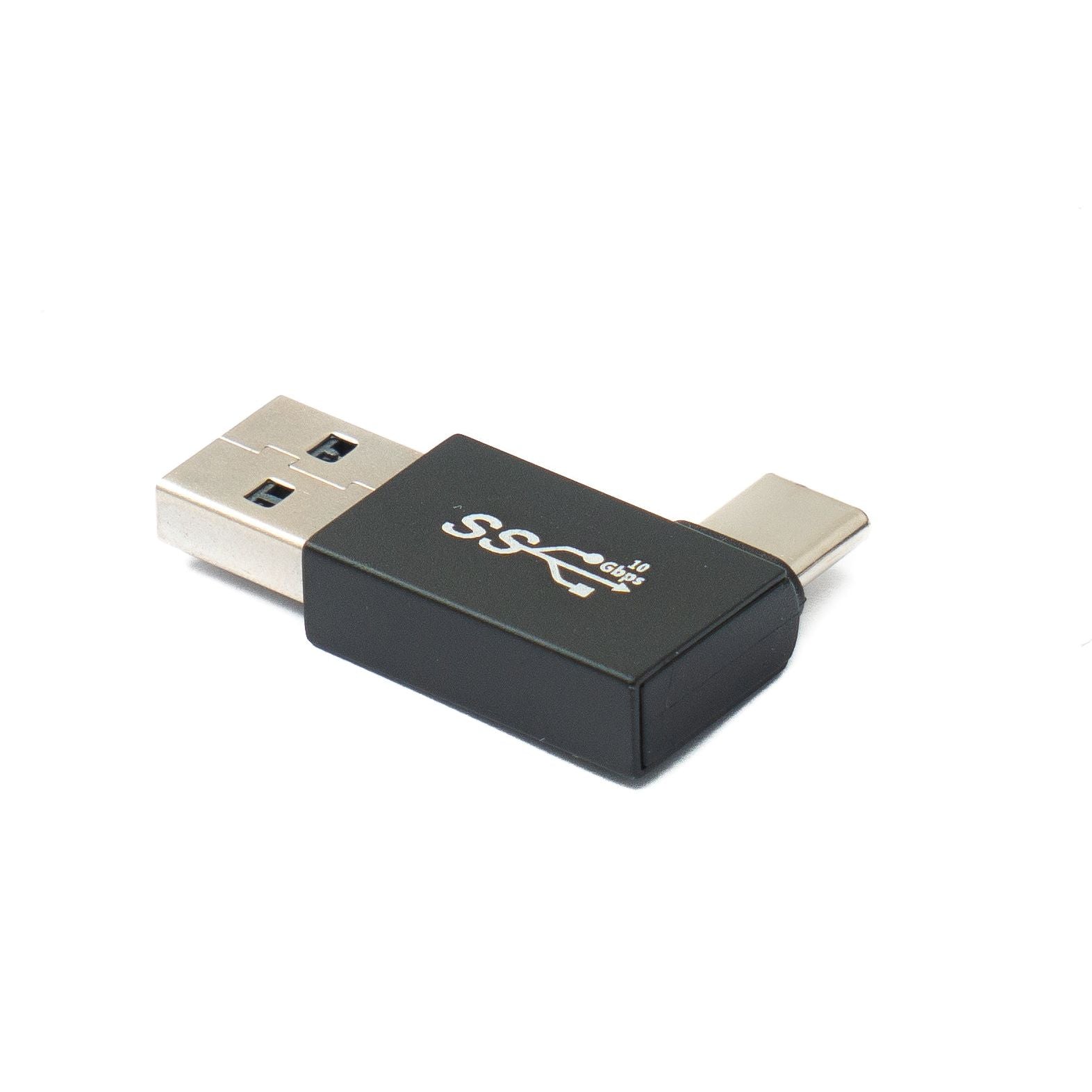 USB A Zu USB C Adapter Winkel Links Unidirektionale Datenübertragung 10 Gbit Pro Sekunde 100W Schwarz