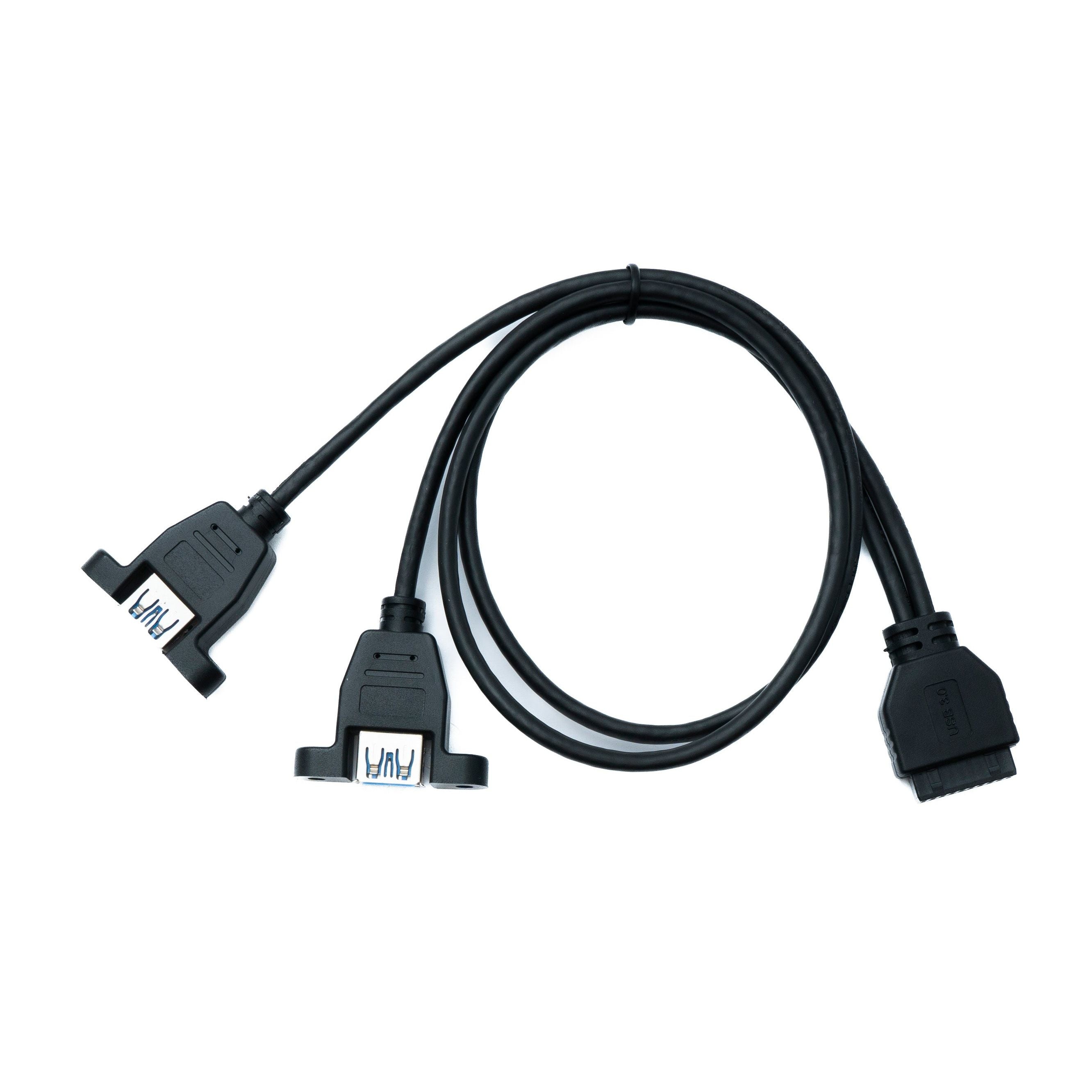 SYSTEM-S USB 3.0 Y Kabel 19-Pin Buchse Zu 2x USB 3.0 Typ A - Panel-Mount Schraubenbefestigung 5 Gbit/s 100 W