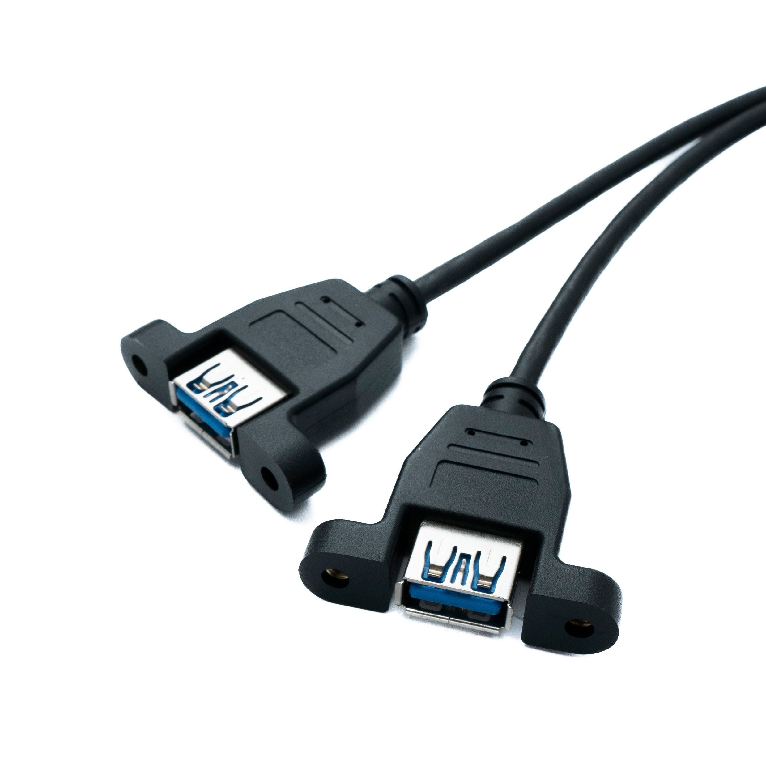 SYSTEM-S USB 3.0 Y Kabel 19-Pin Buchse Zu 2x USB 3.0 Typ A - Panel-Mount Schraubenbefestigung 5 Gbit/s 100 W
