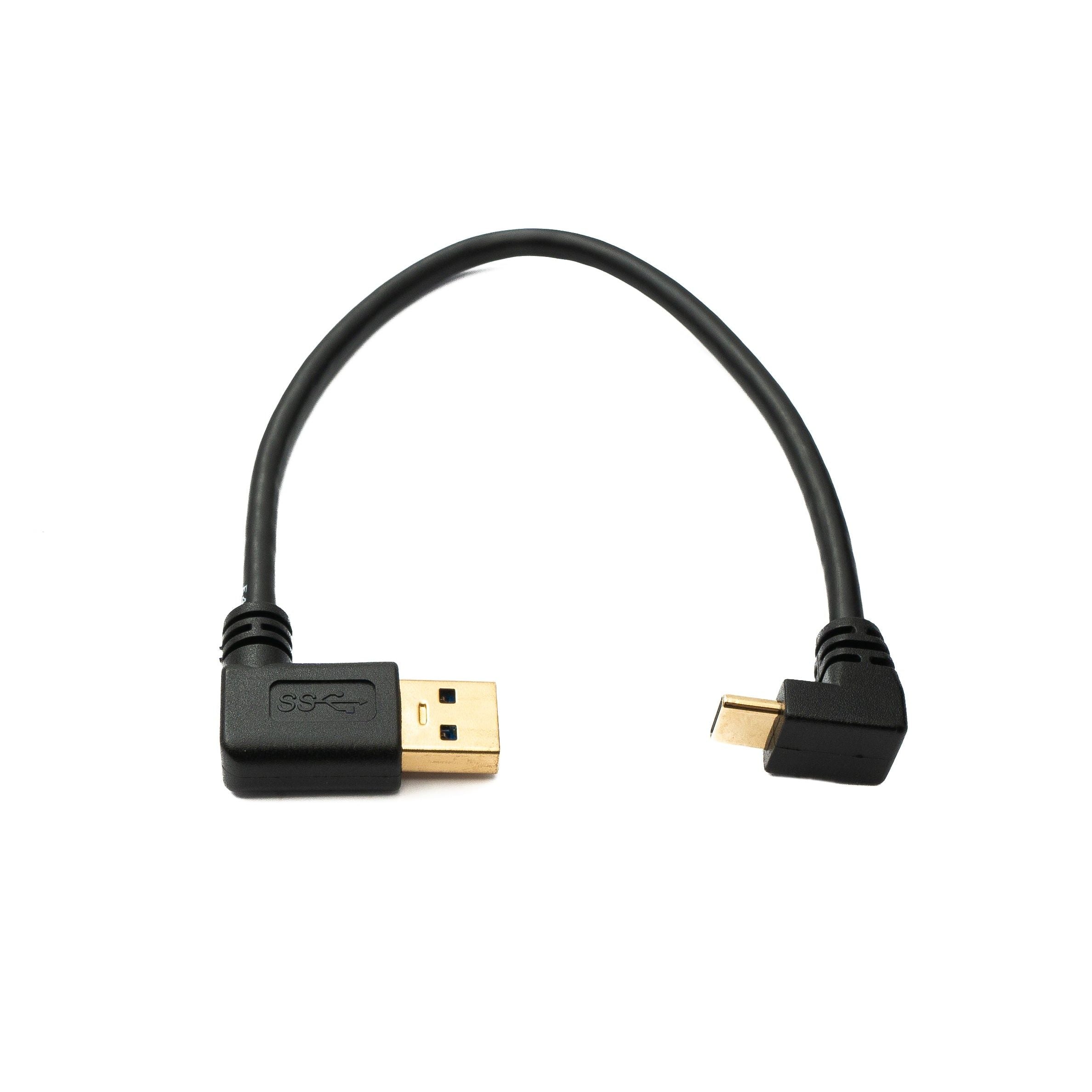Linksgewinkelt USB C Auf USB A Kabel USB 3.1 Gen 1 Schnelle 5 Gbit/s Datenübertragung Schwarz 25 cm