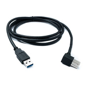 SYSTEM-S USB 3.0 Kabel 150 cm Typ B Stecker zu A Stecker Winkel Left Angled 5 Gbit/s 100W in Schwarz