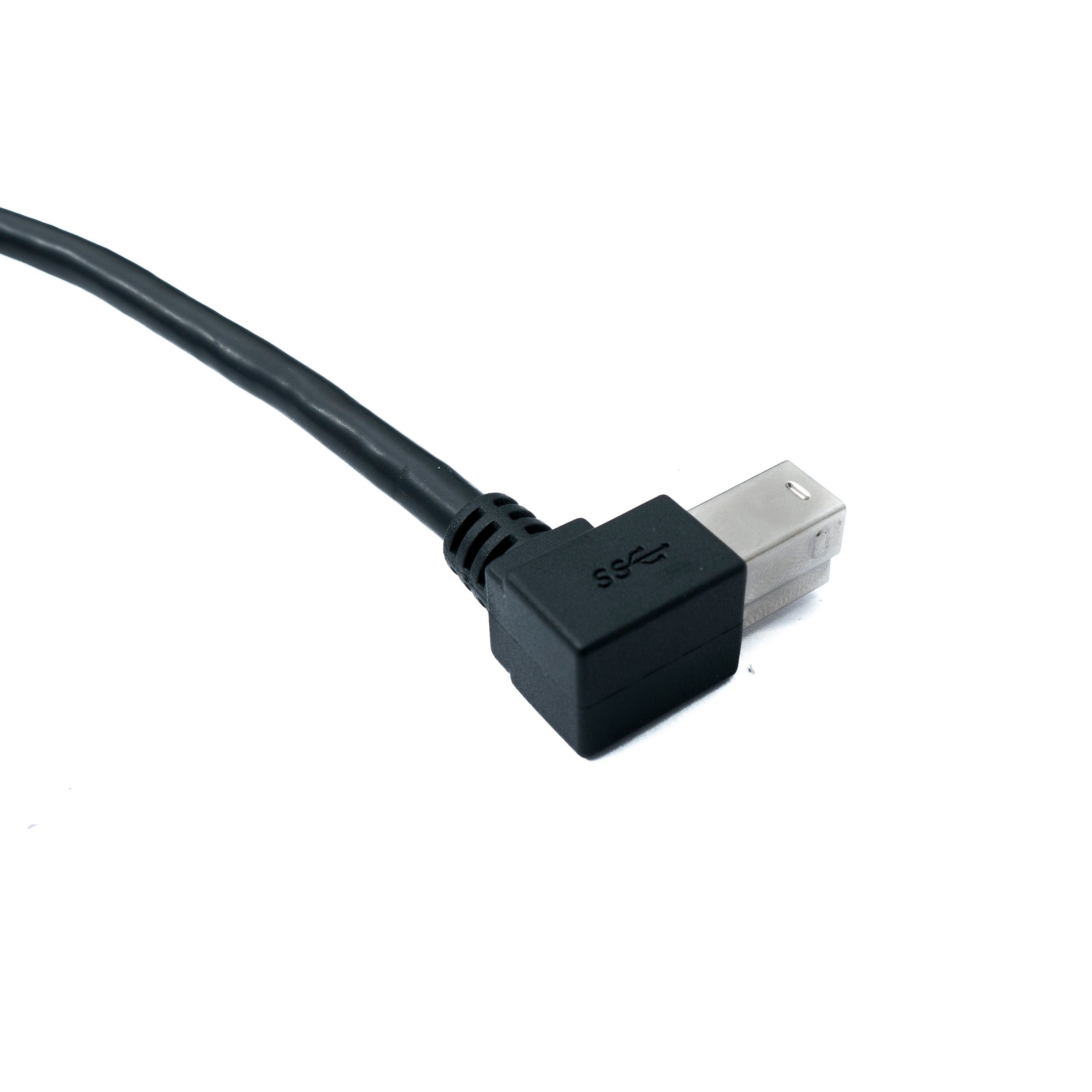 SYSTEM-S USB 3.0 Kabel 150 cm Typ B Stecker zu A Stecker Winkel Left Angled 5 Gbit/s 100W in Schwarz