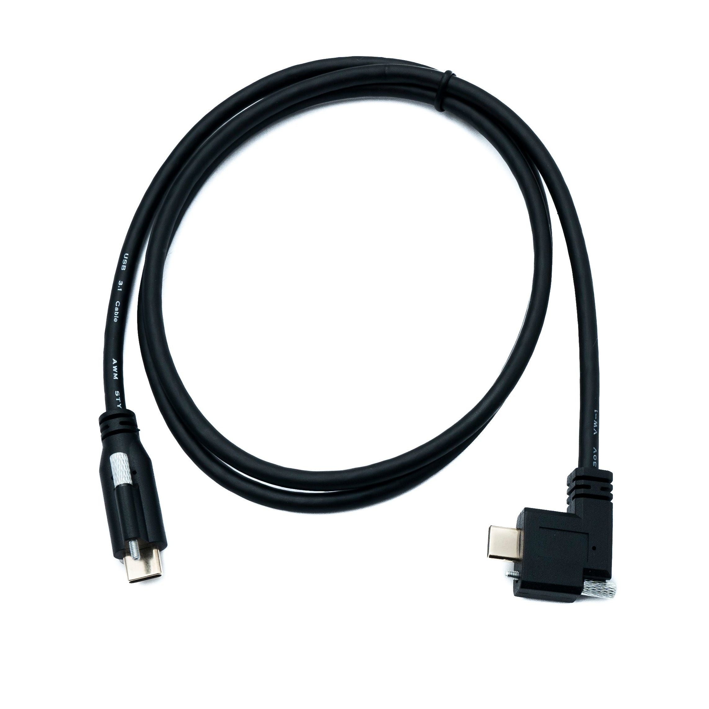 SYSTEM-S USB 3.1 Gen 2 Kabel 100 cm Typ C Stecker zu Stecker Single Screw Winkel Left Right 10 Gbit/s 100W