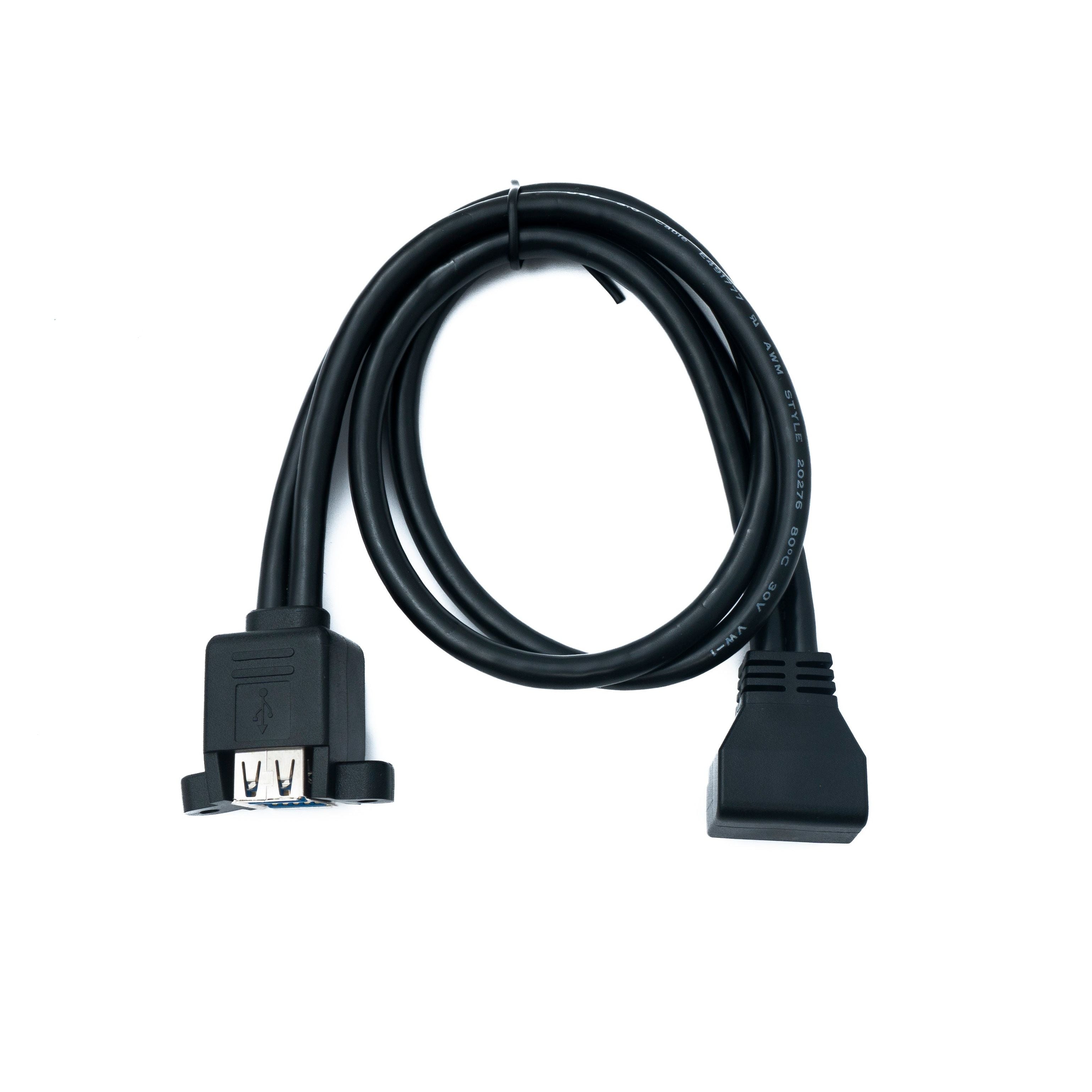 System-S USB 3.0 Kabel 50 cm Internes 20-Pin Zu Dual USB Typ A Panel Mount Winkel Down Angled