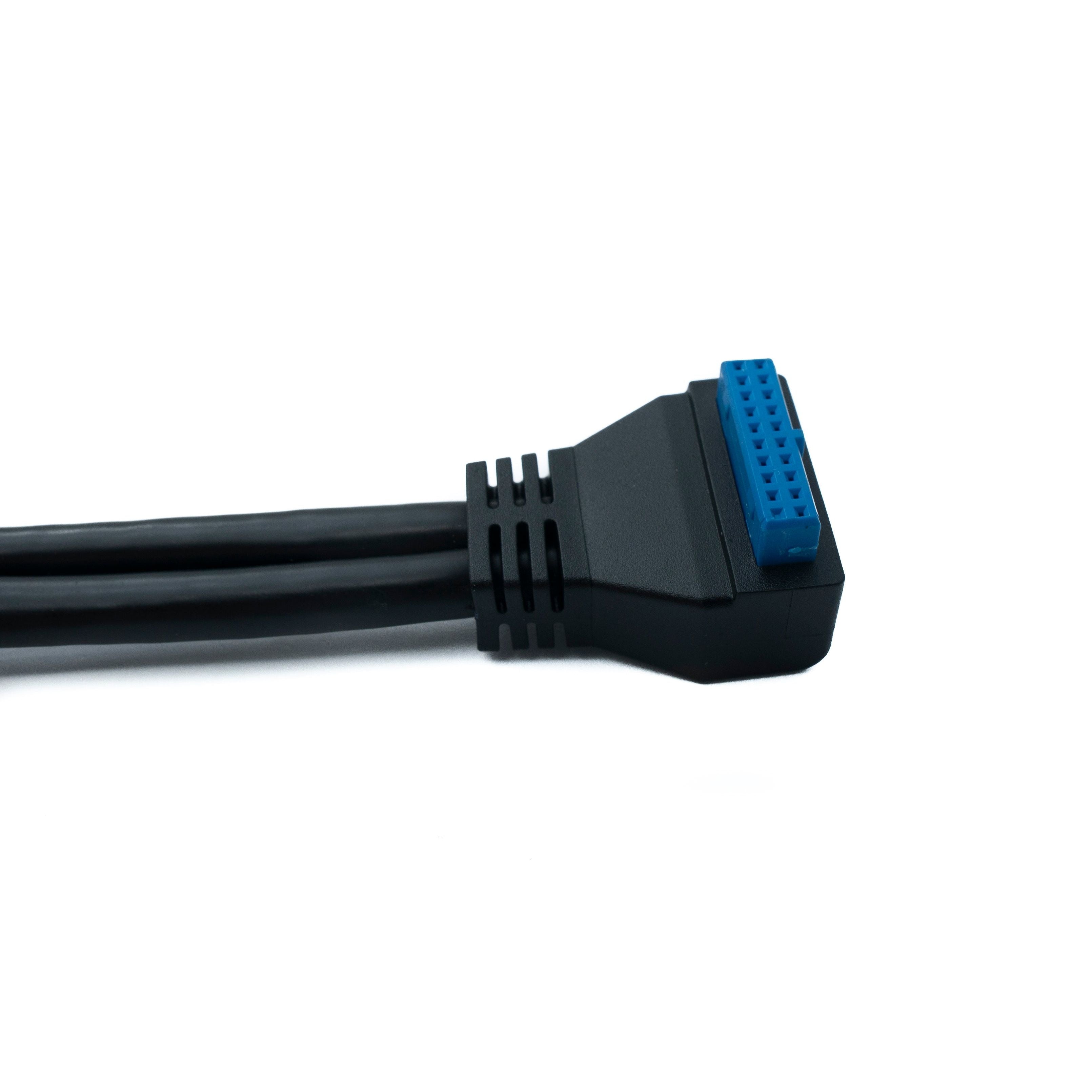 System-S USB 3.0 Kabel 50 cm Internes 20-Pin Zu Dual USB Typ A Panel Mount Winkel Down Angled