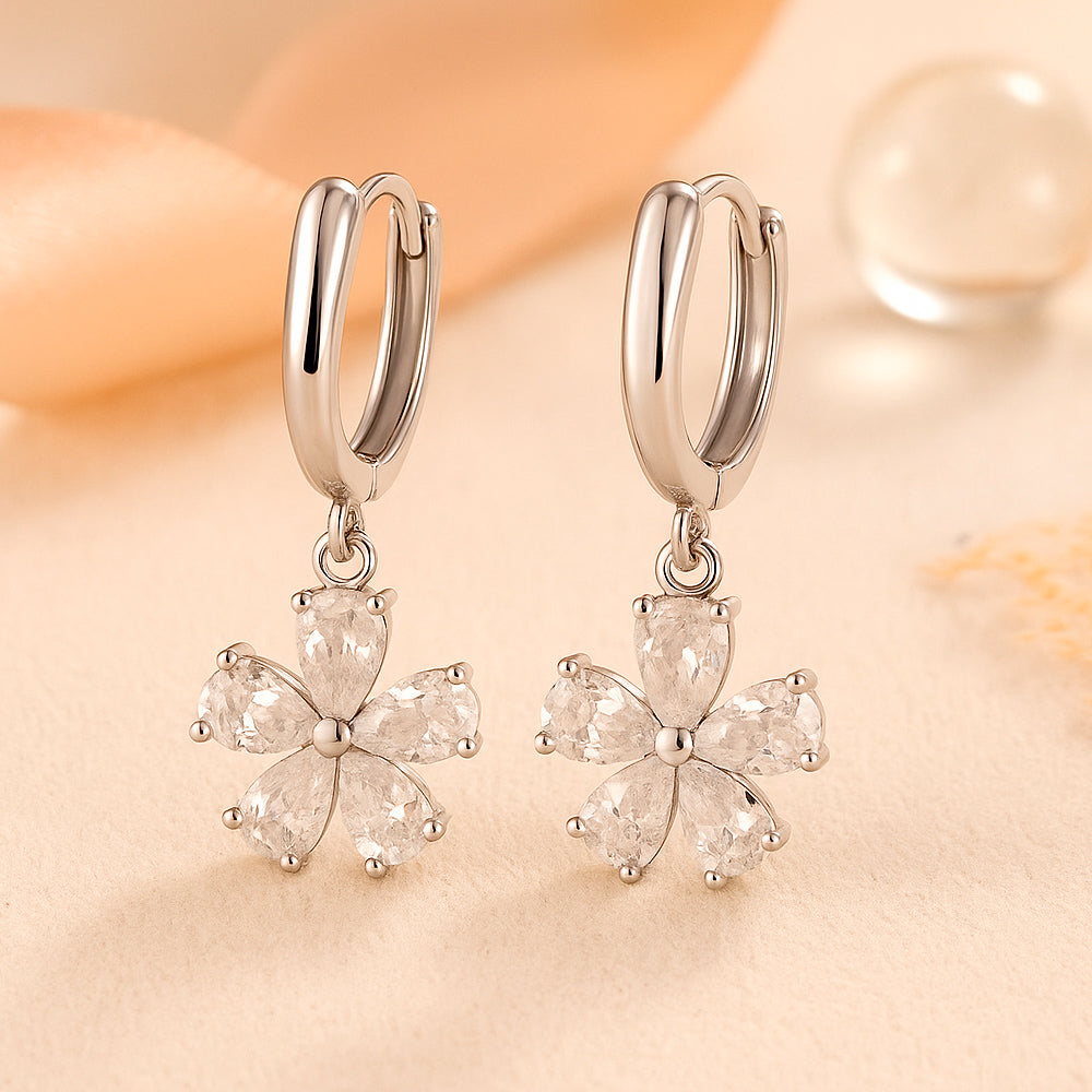 Schmuck Set aus 925er Sterling Silber, Kristall-Blume