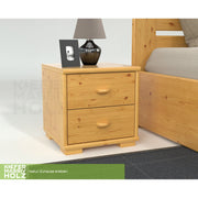 Vanessa Kiefer Massivholz Nachttisch Nachtschrank | 2-Schubladen | 100% Bio Kiefer