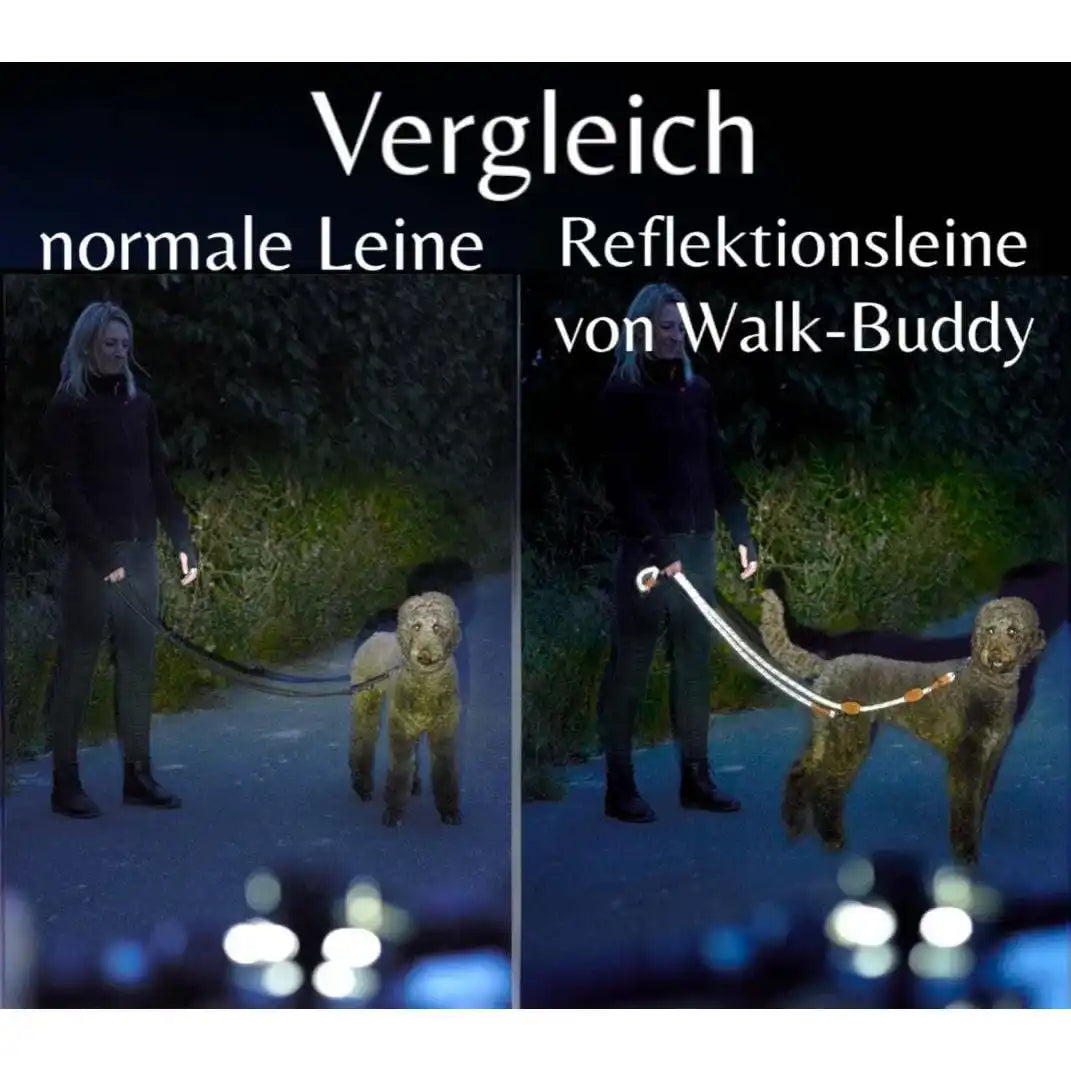 Reflektionsleine GLOW stark reflektierend mit Handschlaufe und vegan by Benny Burton