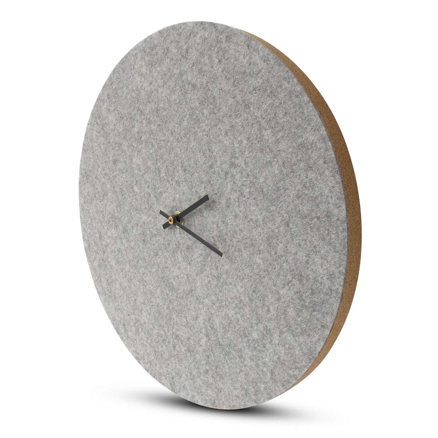 Wanduhr aus Filz und Kork 30 cm | hellgrau - schwarz | Design: Aalborg