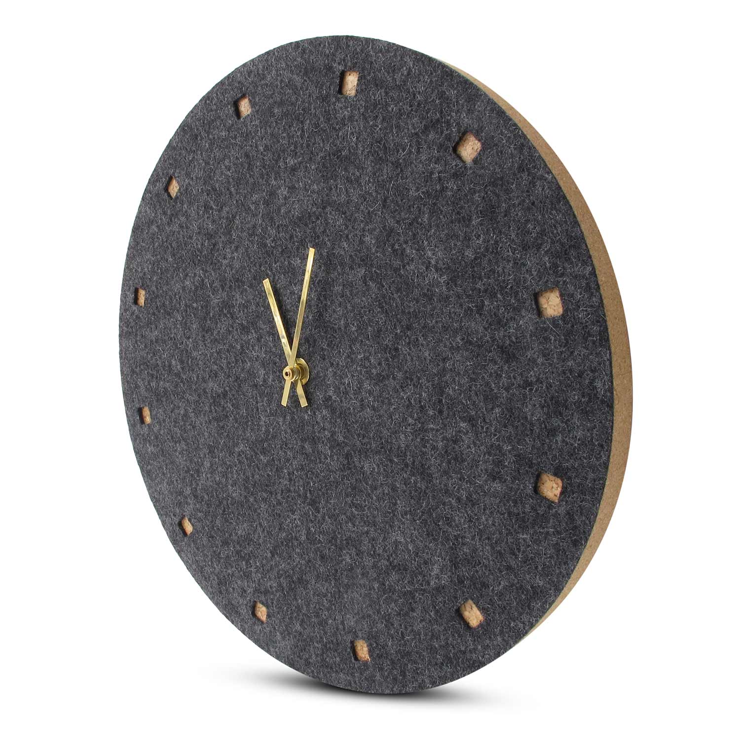 Wanduhr aus Filz und Kork 30 cm | anthrazit - gold | Design: Esbjerg