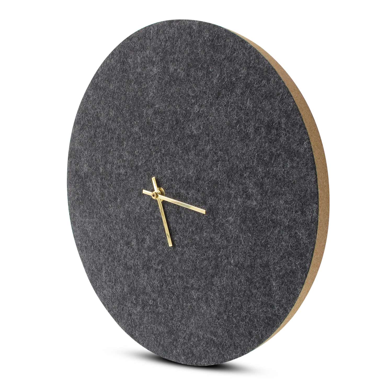 Wanduhr aus Filz und Kork 30 cm | anthrazit - gold | Design: Aalborg