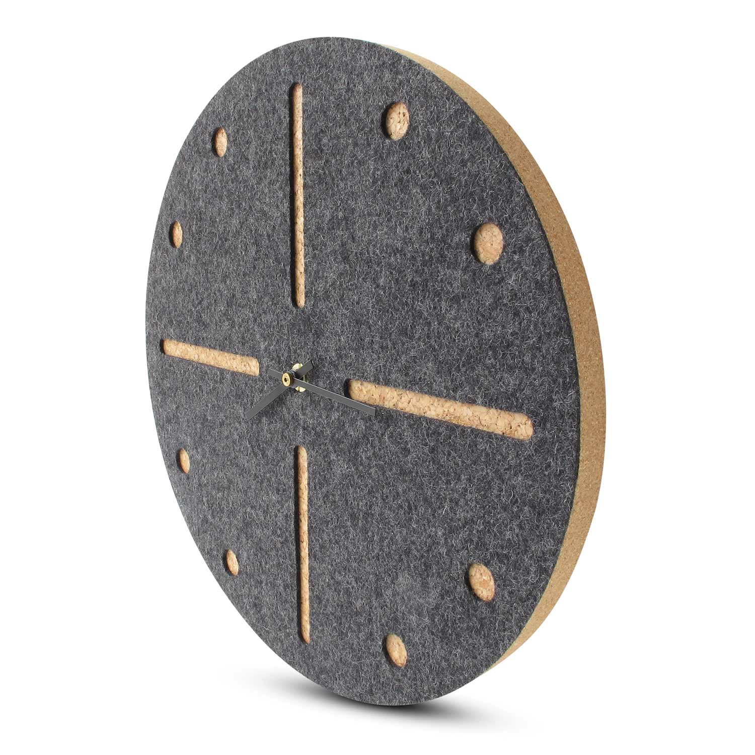 Wanduhr aus Filz und Kork 30 cm | anthrazit - schwarz | Design: Odense