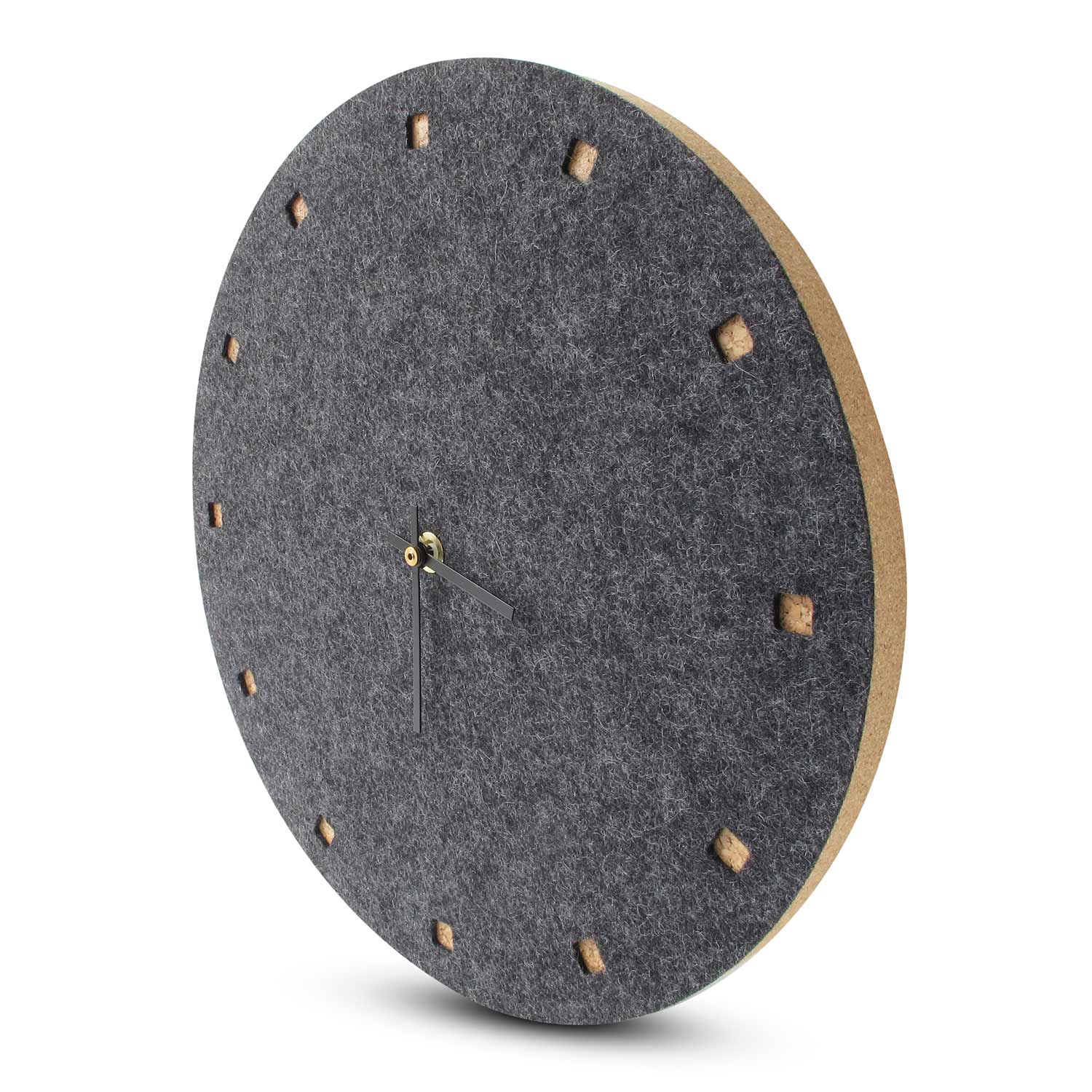 Wanduhr aus Filz und Kork 30 cm | anthrazit - schwarz | Design: Esbjerg