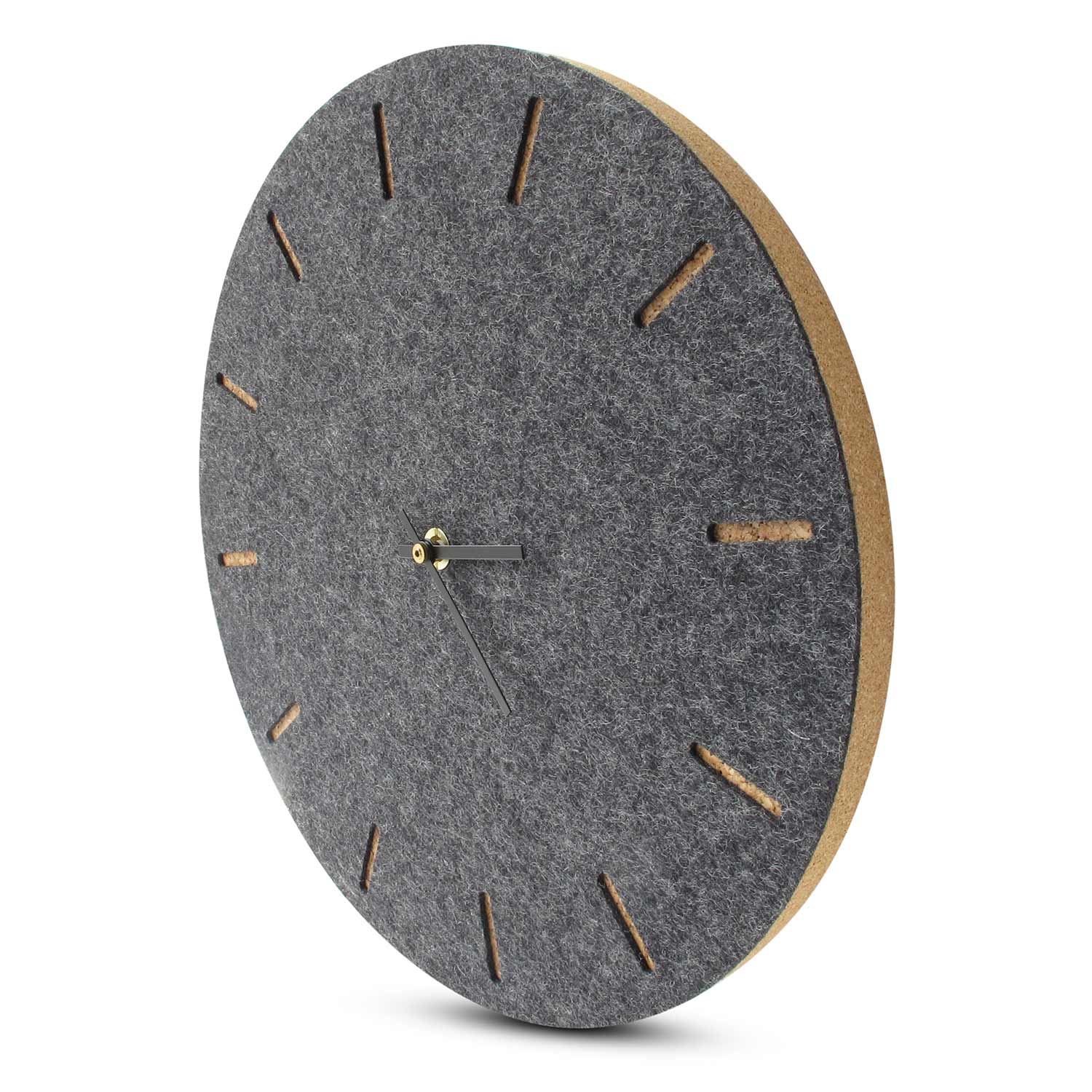Wanduhr aus Filz und Kork 30 cm | anthrazit - schwarz | Design: Kopenhagen
