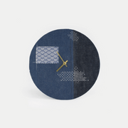 Wanduhr Wabi Sabi Denim rund 30 cm | Denim - Gold | Design: Fukuoka