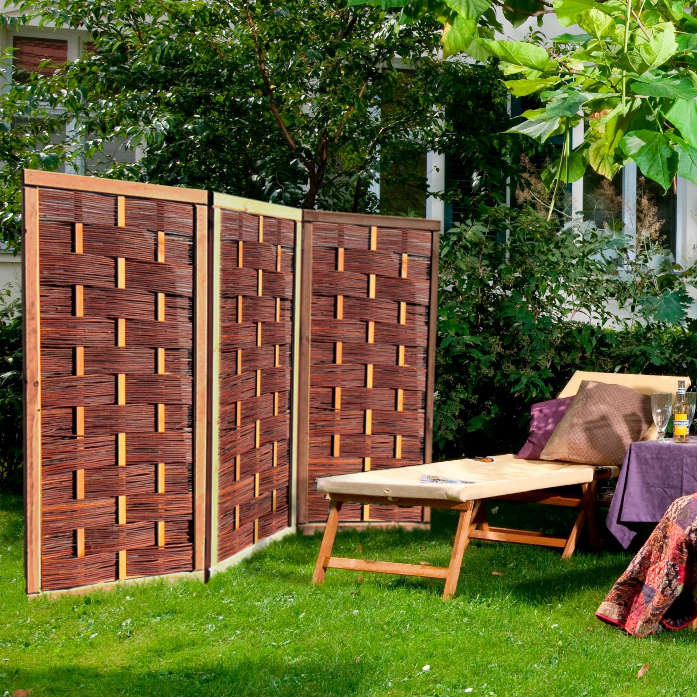 Weiden-Paravent Deluxe - 3-teiliger Premium-Sichtschutz