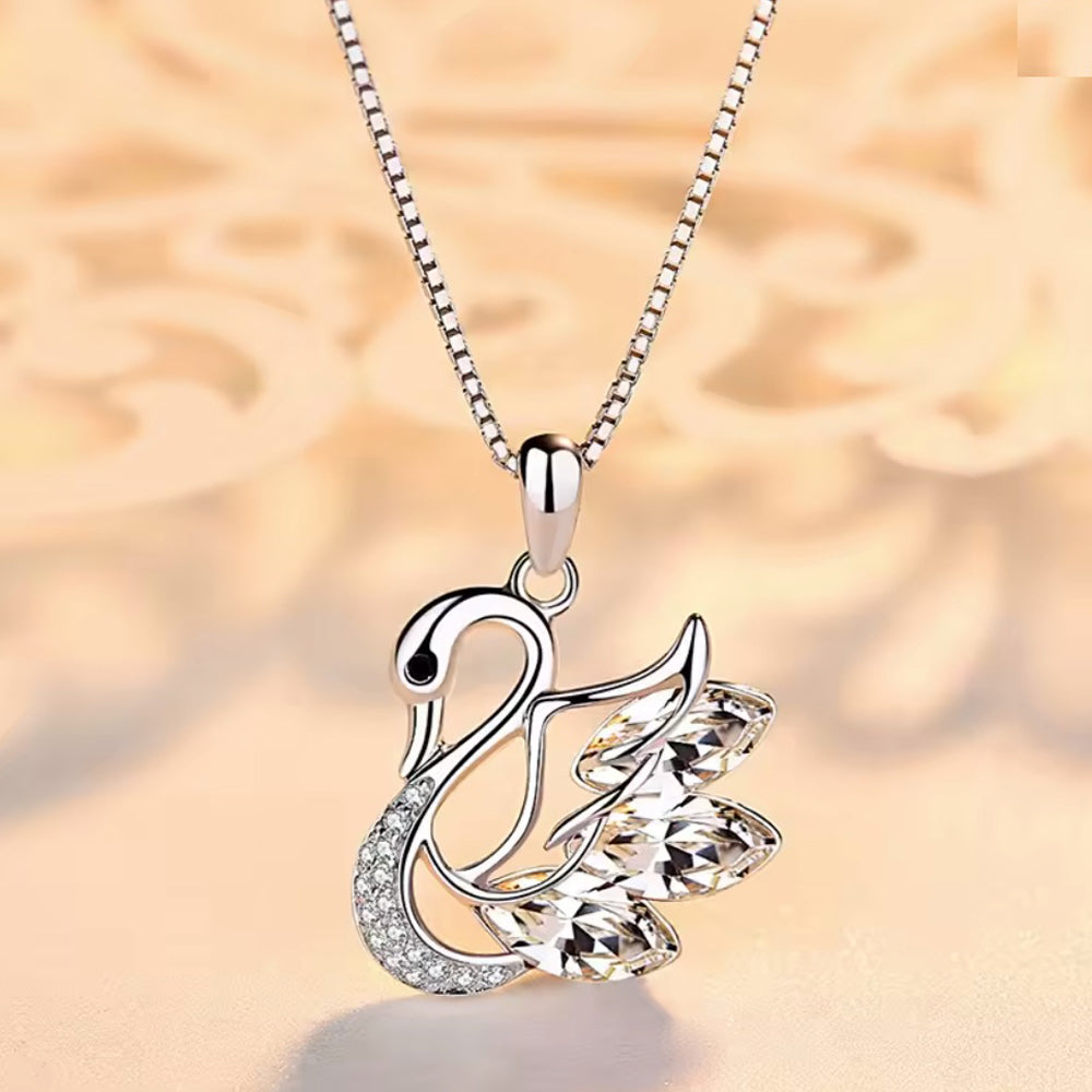 Kette mit Anhänger aus 925er Sterling-Silber, Schöner Schwan