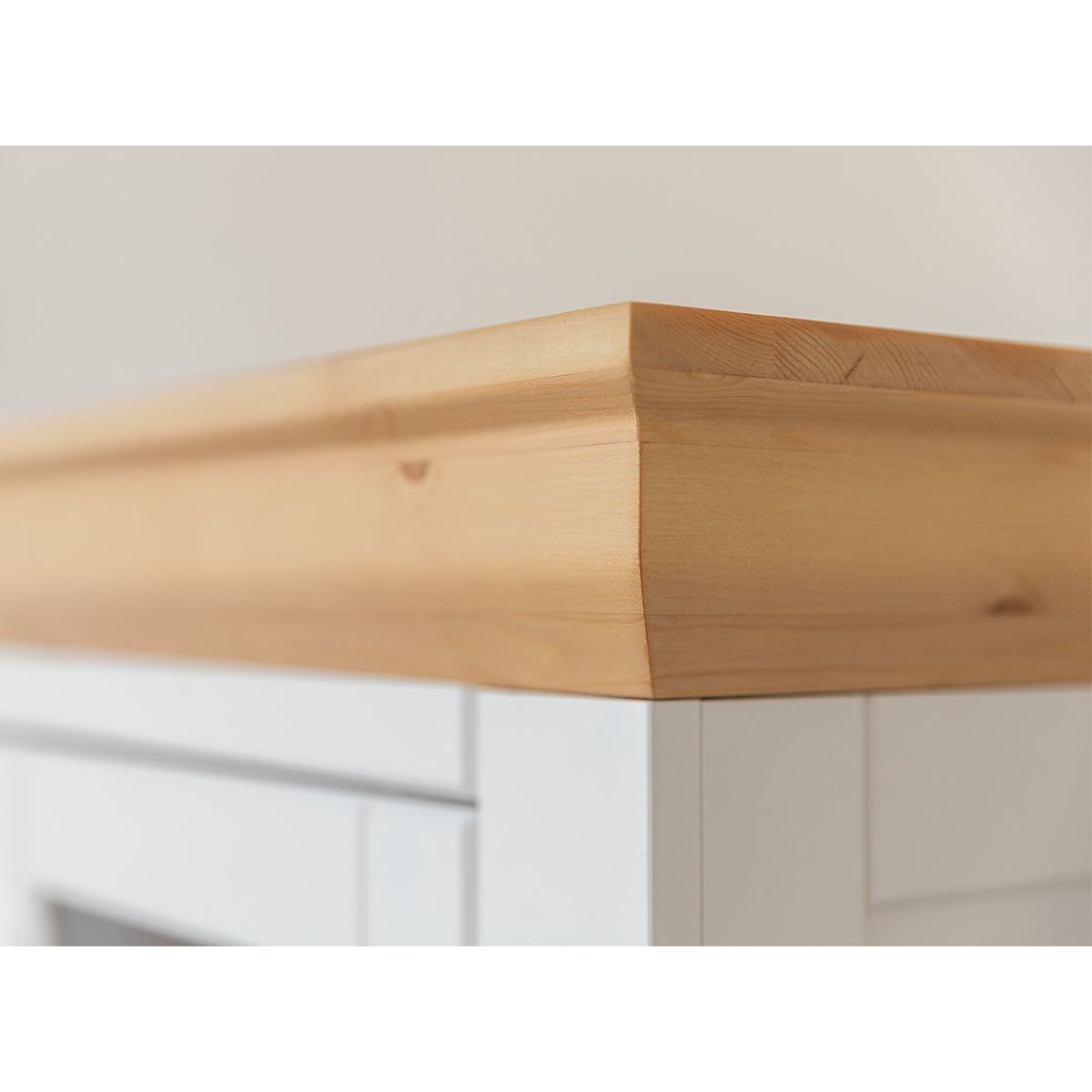 Milano Elite Massivholz Kiefer Schubladen Vitrine 1-Türig | Farbe Weiß/Kiefer