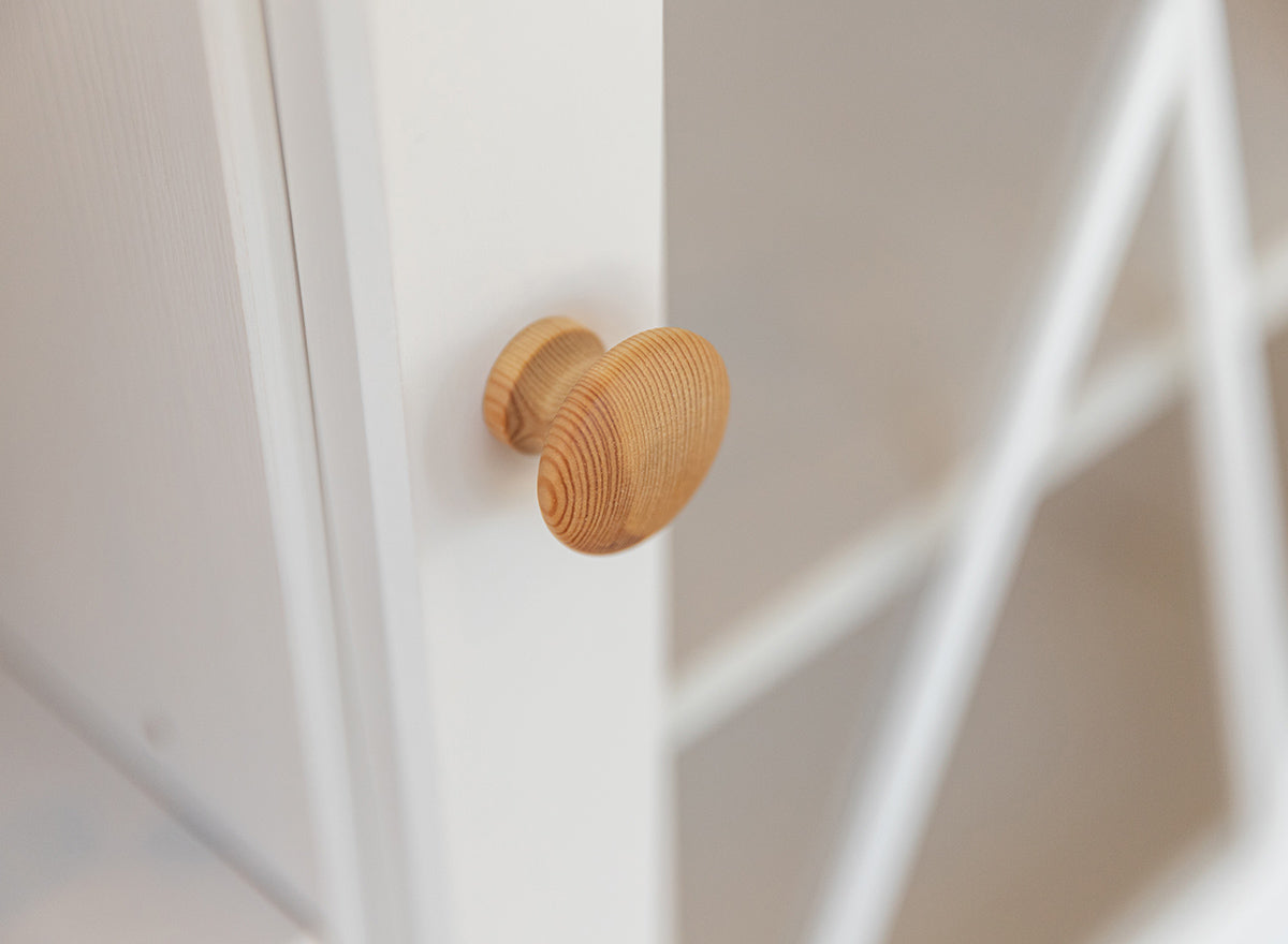 Milano Elite Massivholz Kiefer Vitrine 1.3 | Farbe Weiß/Kiefer