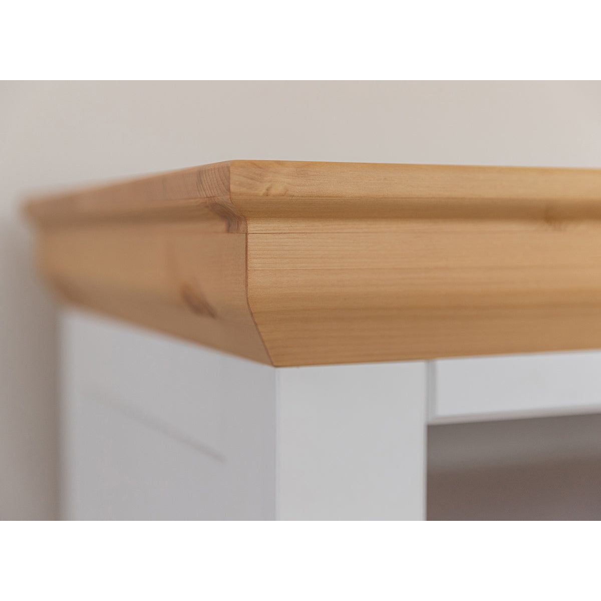 Milano Elite Massivholz Kiefer Schubladen Vitrine 1-Türig | Farbe Weiß/Kiefer