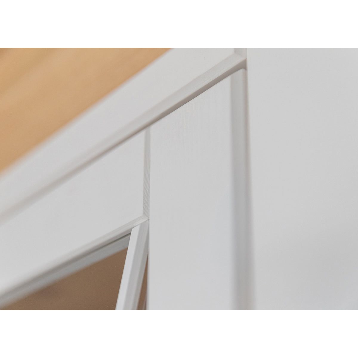 Milano Elite Massivholz Kiefer Schubladen Vitrine 1-Türig | Farbe Weiß/Kiefer