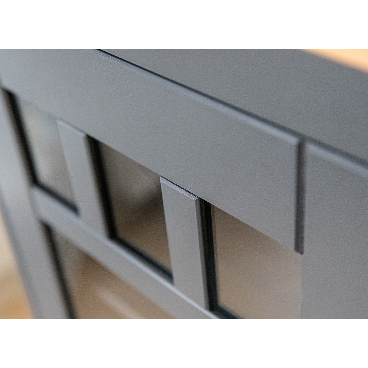 Bologna Elegante Massivholz Kiefer Glasvitrine 1.3 | Farbe Graphit - Eiche