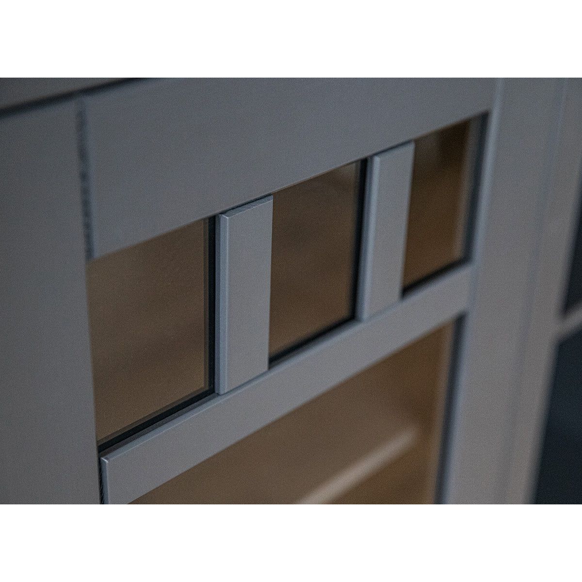 Bologna Elegante Massivholz Kiefer Vitrine 2D | Farbe Graphit - Eiche