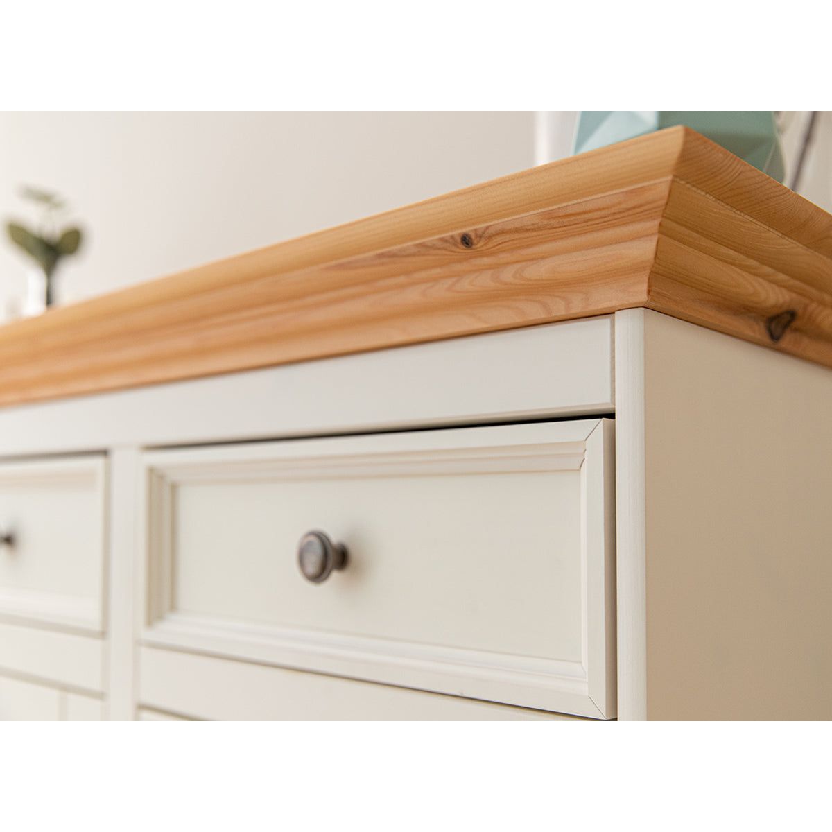 Bologna Elegante Massivholz Kiefer Kommode 4.3 | Farbe Weiß - Kiefer
