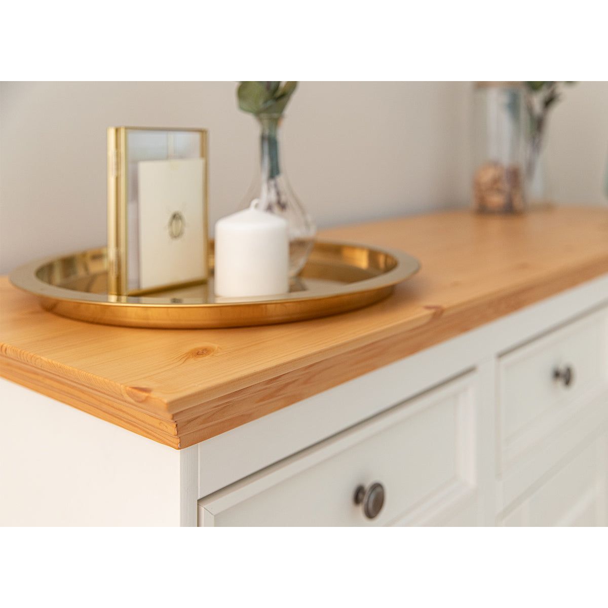 Bologna Elegante Massivholz Kiefer Kommode 3.3 | Farbe Weiß - Kiefer