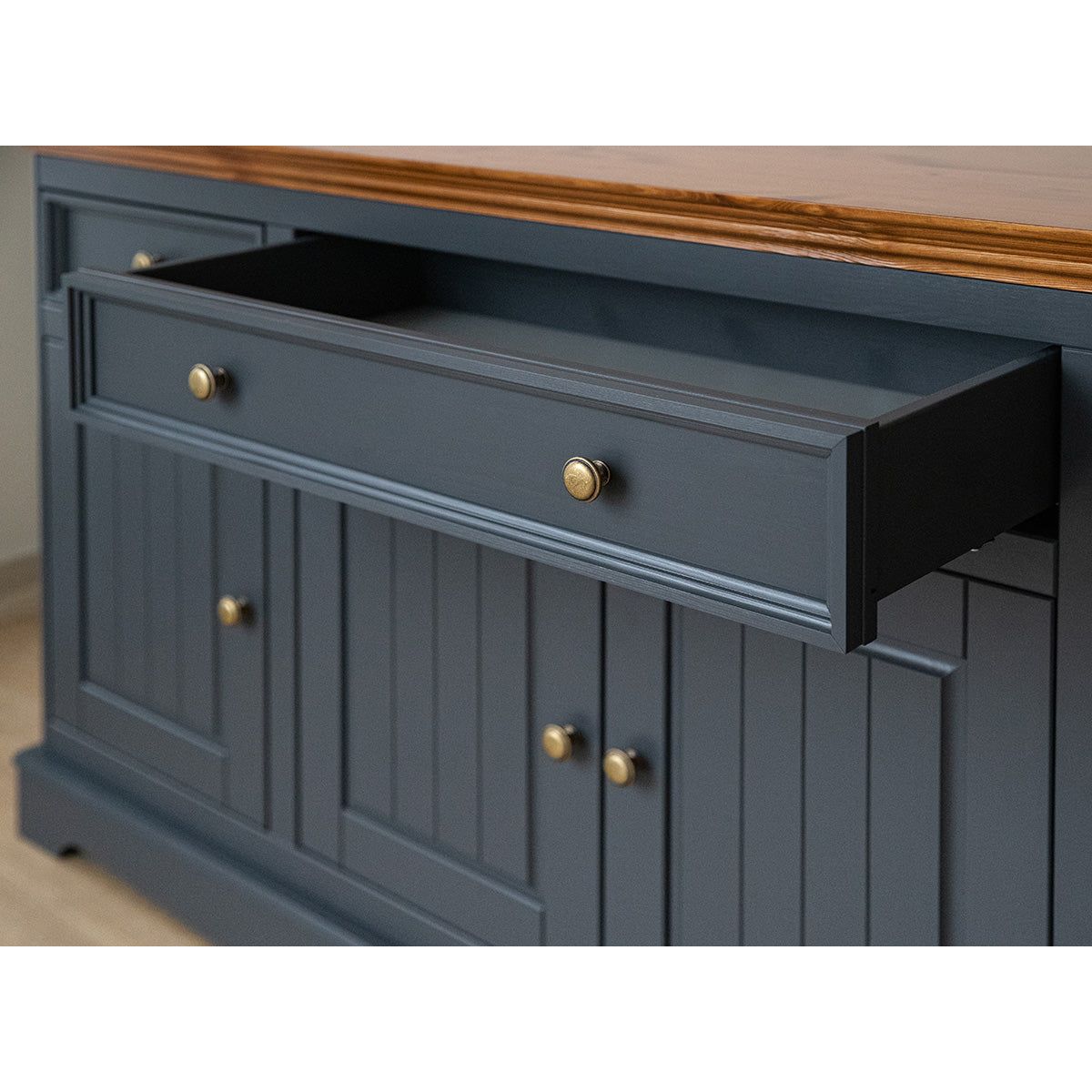 Bologna Elegante Massivholz Kiefer Kommode 4.3 | Farbe Graphit - Eiche