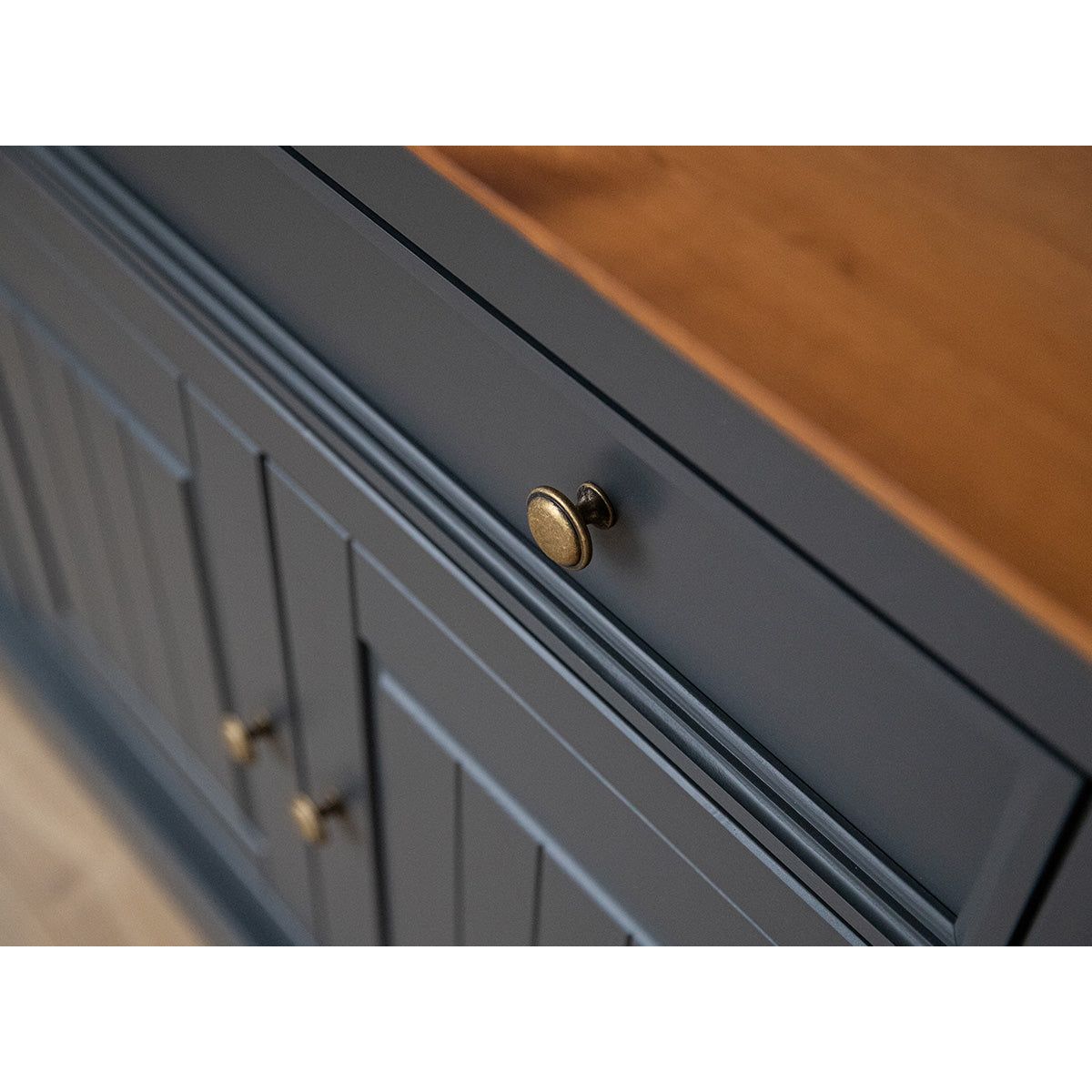 Bologna Elegante Massivholz Kiefer Kommode 4.3 | Farbe Graphit - Eiche