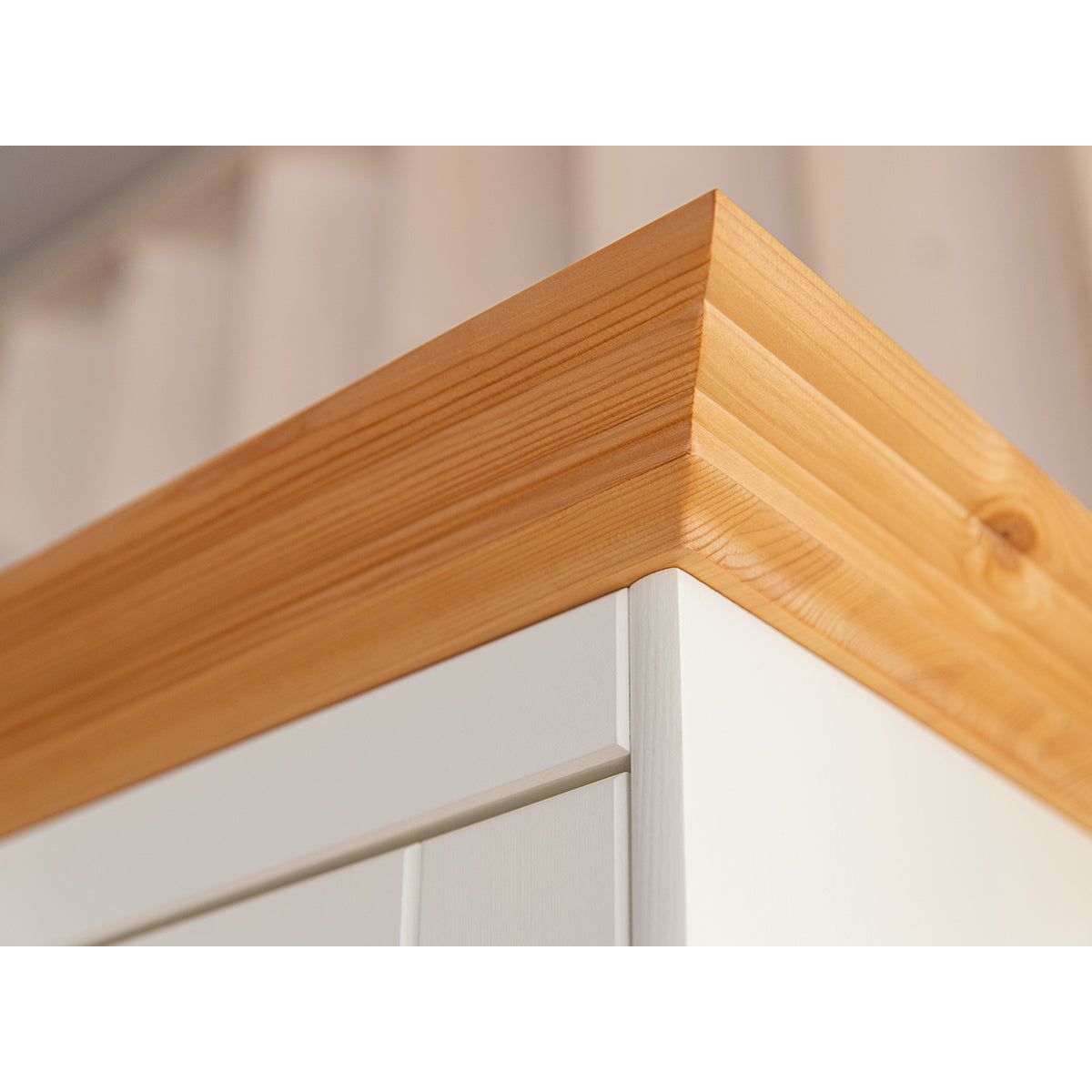 Bologna Elegante Massivholz Kiefer Vitrine 2D | Farbe Weiss - Kiefer