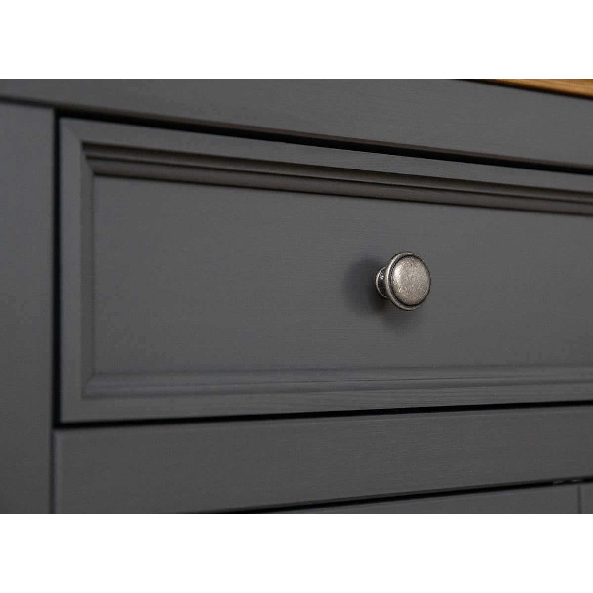 Bologna Elegante Massivholz Kiefer Vitrine 2D | Farbe Graphit - Eiche