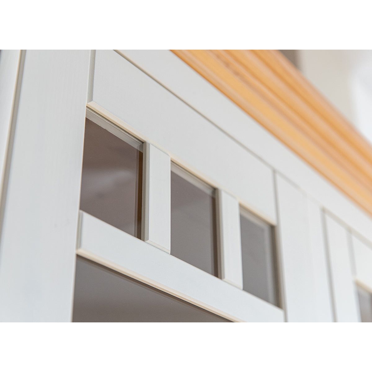 Bologna Elegante Massivholz Kiefer Vitrine 2D | Farbe Weiss - Kiefer