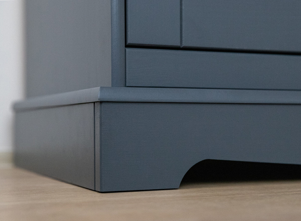 Bologna Elegante Massivholz Kiefer 5 Schubladen Kommode | Farbe Graphit - Eiche