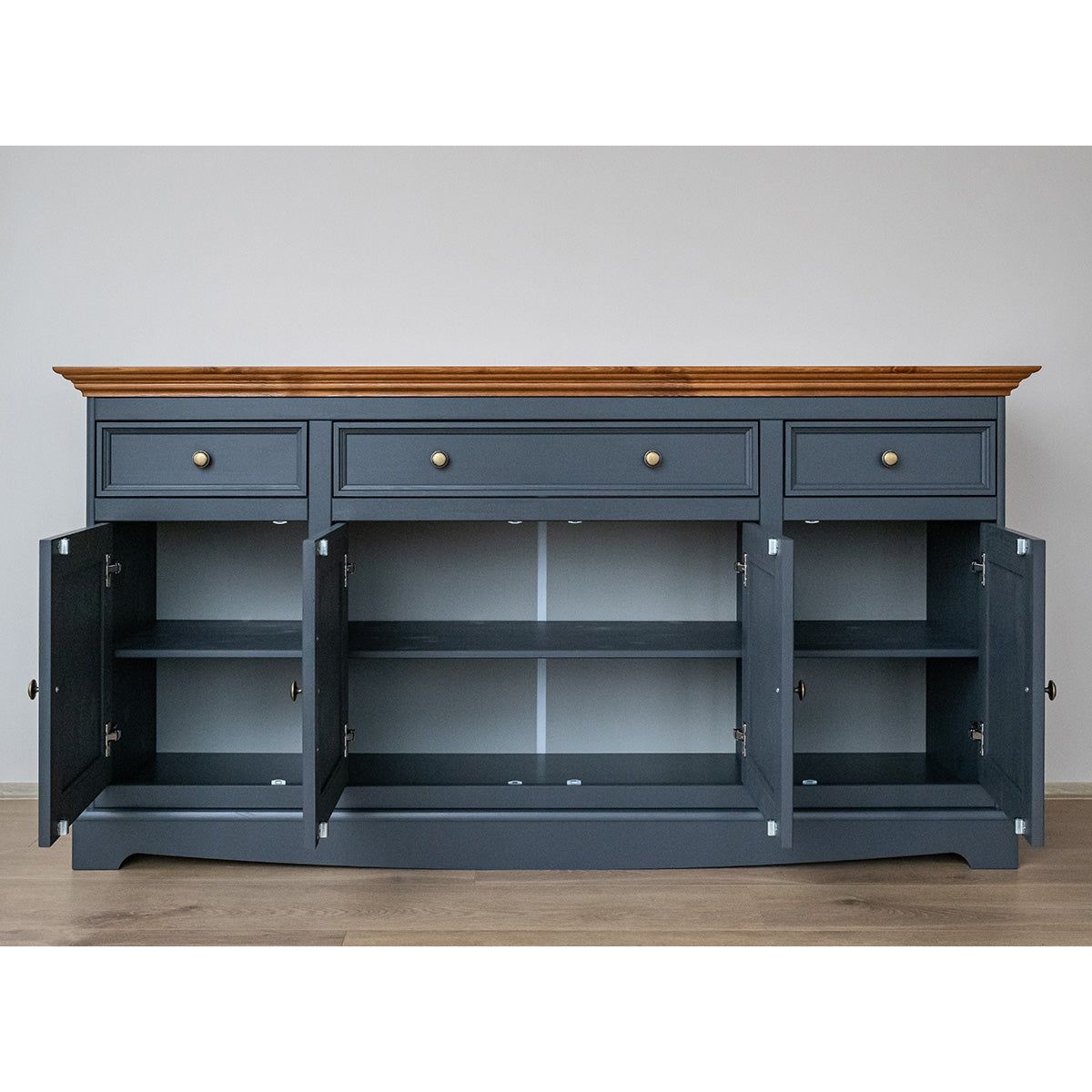 Bologna Elegante Massivholz Kiefer Kommode 4.3 | Farbe Graphit - Eiche